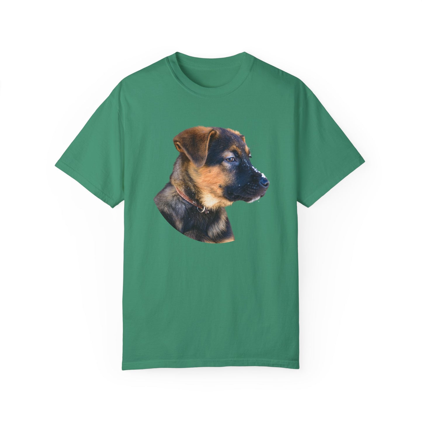 Unisex T-Shirt With Close Up Face of German Shepherd Puppy With Floppy Ears