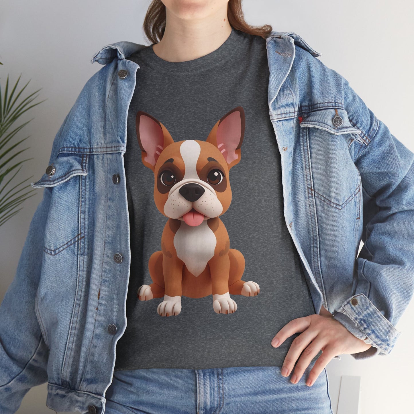 Cute 3D French Bulldog T-Shirt Unisex Heavy Cotton Tee, Dog Lover Gift