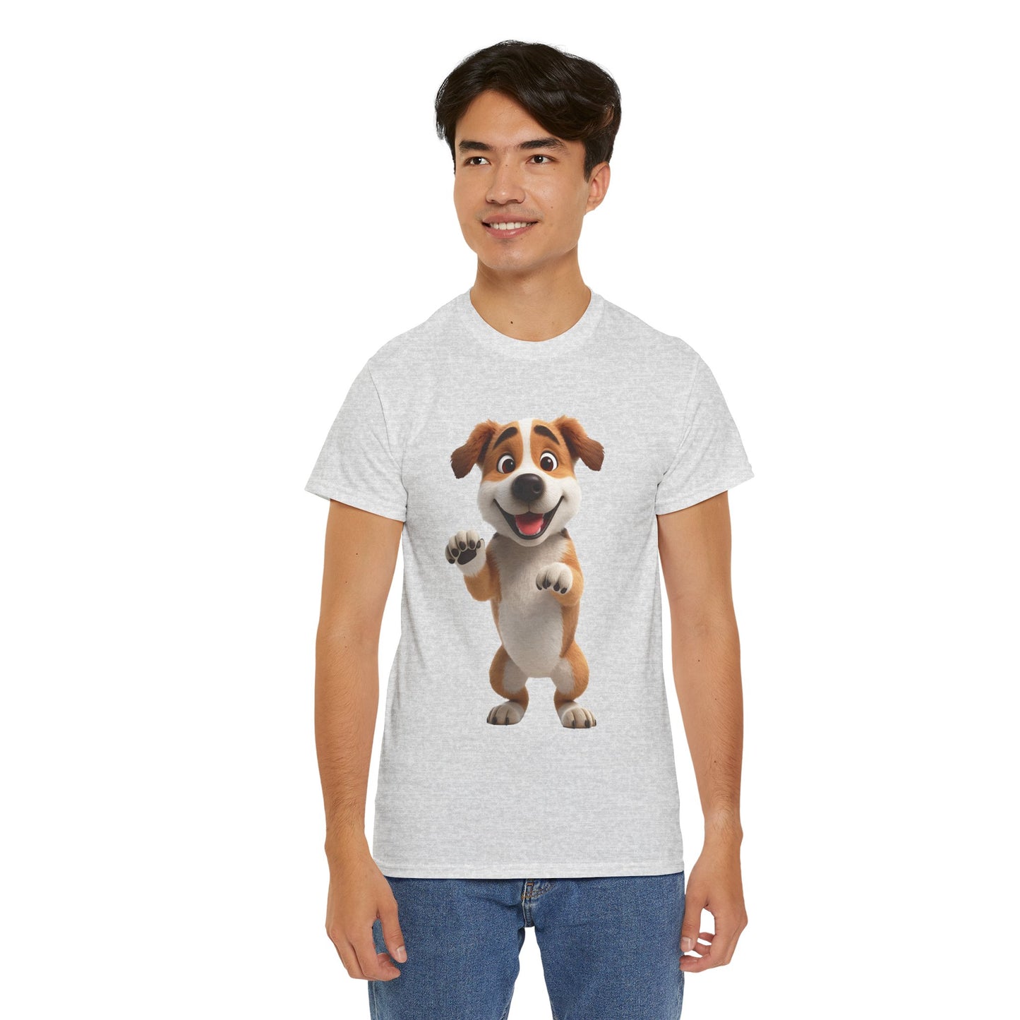 Cute Dog 3D Graphic Tee, Unisex Heavy Cotton T-Shirt, Dog Lover Gift, Fun Casual Wear
