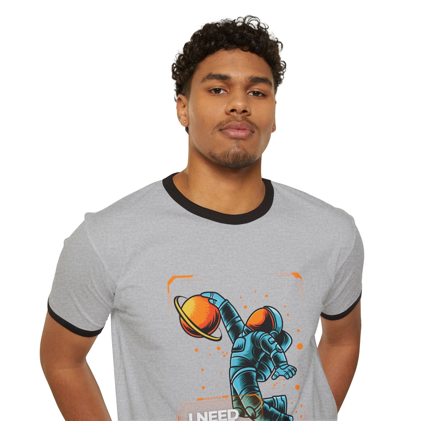 Retro Space Ringer T-Shirt - "I Need More Space", Unisex Graphic Tee, Vintage Style Shirt for Space Lovers, Cool Gift for Him/Her, Fun Everyday Wear