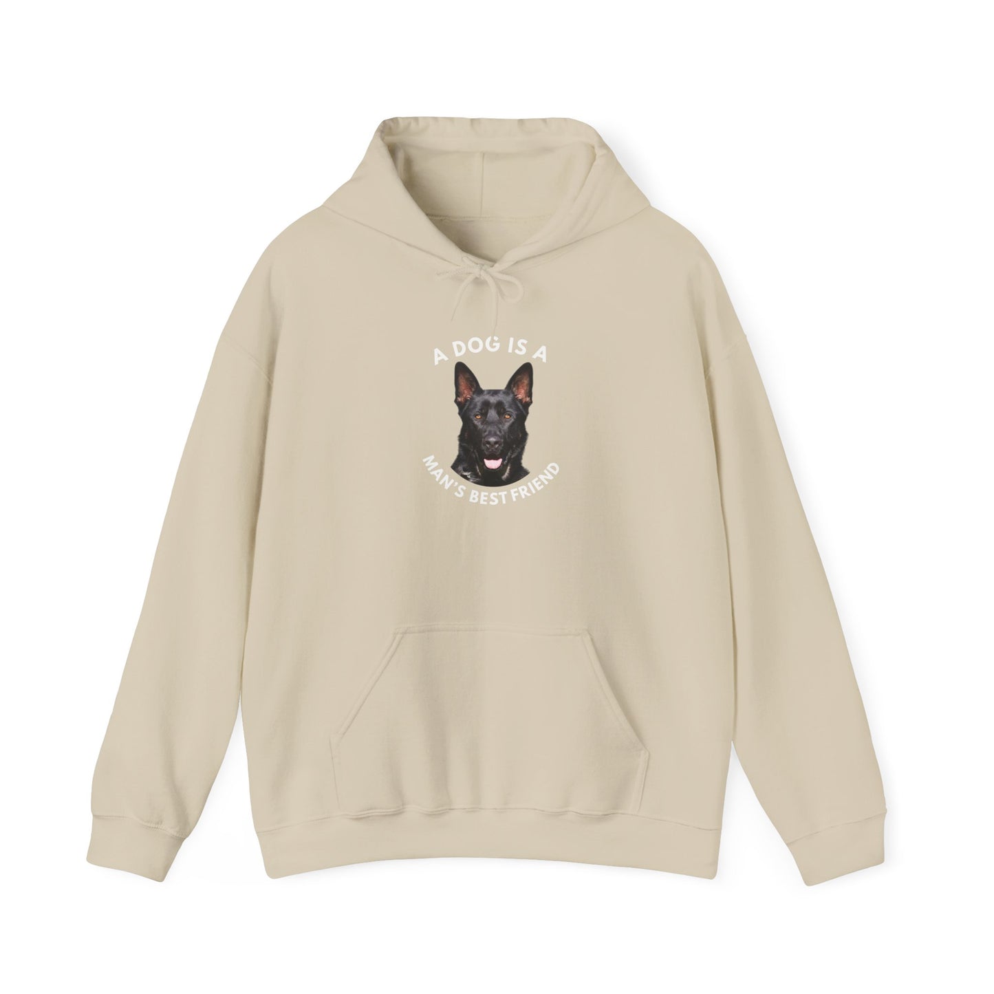 Unisex Dog Lover Hoodie With Close Up of German Shepherd and Caption A Dog Is A Man's Best Friend