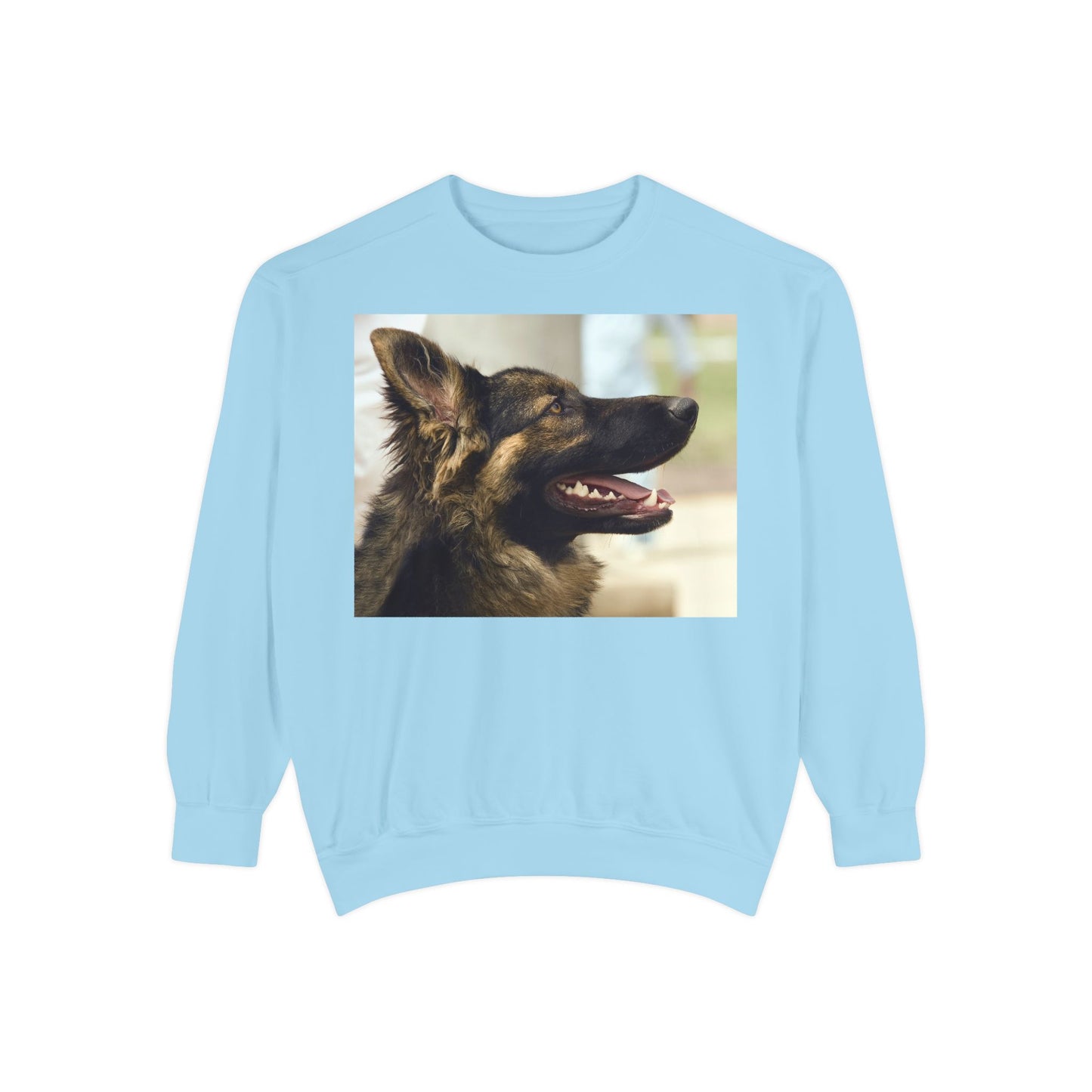 Unisex Dog Lover Sweatshirt With Close Up of Working German Shepherd Mouth Opened