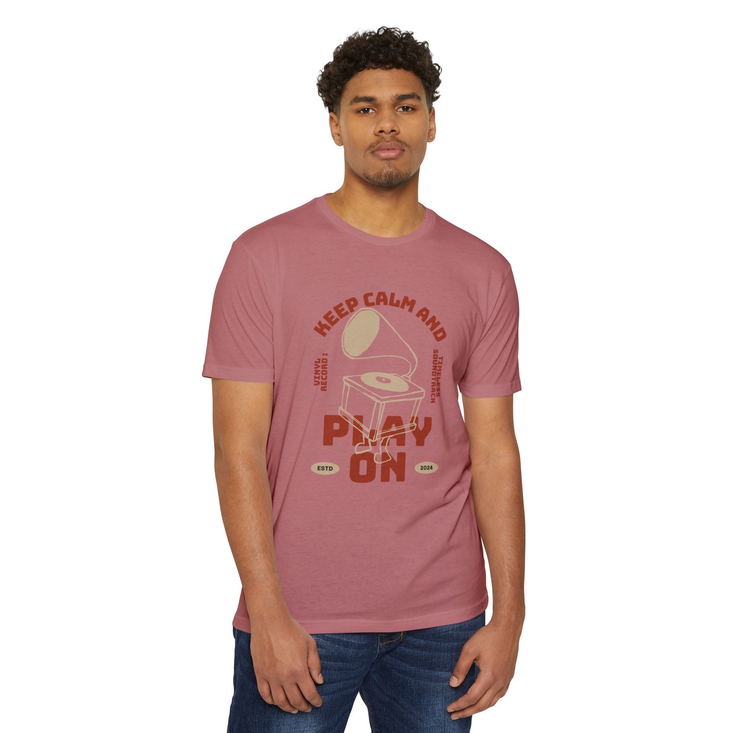 Retro Music Vibe T-Shirt, Unisex Tee, Gift for Music Lovers, Keep Calm and Play On Shirt, Casual Summer Wear, Music Themed Apparel
