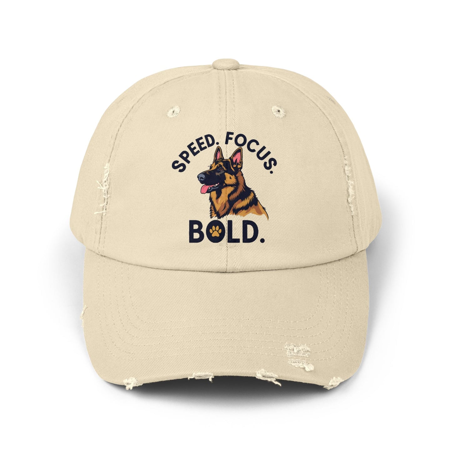 Speed Focus Bold German Shepherd Agility Distressed Hat, Dog Lover Gift, Casual Fashion Accessory, Summer Style, Outdoor Fun