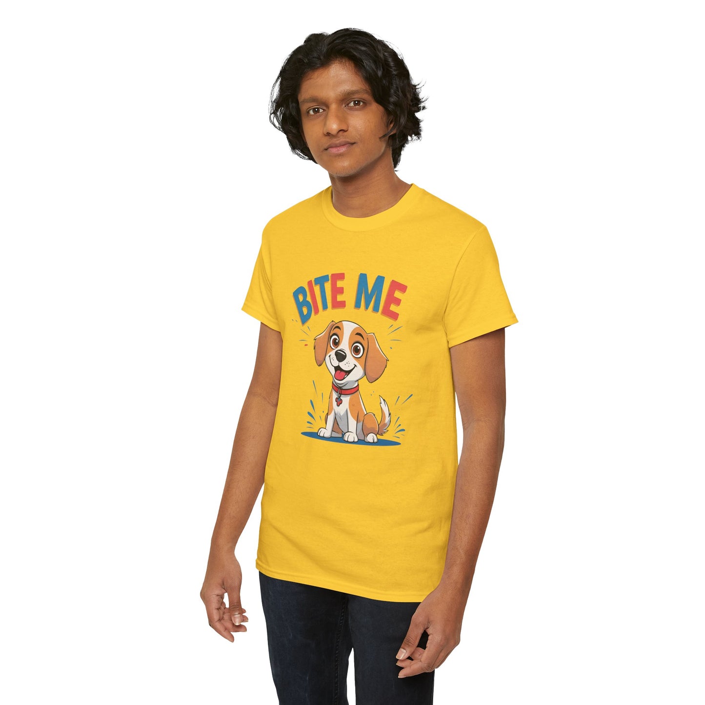 Playful Dog Lover Tee, Bite Me Unisex Cotton T-Shirt for Dog Trainers, Funny Gift for Dog Lovers, Cute Dog Apparel