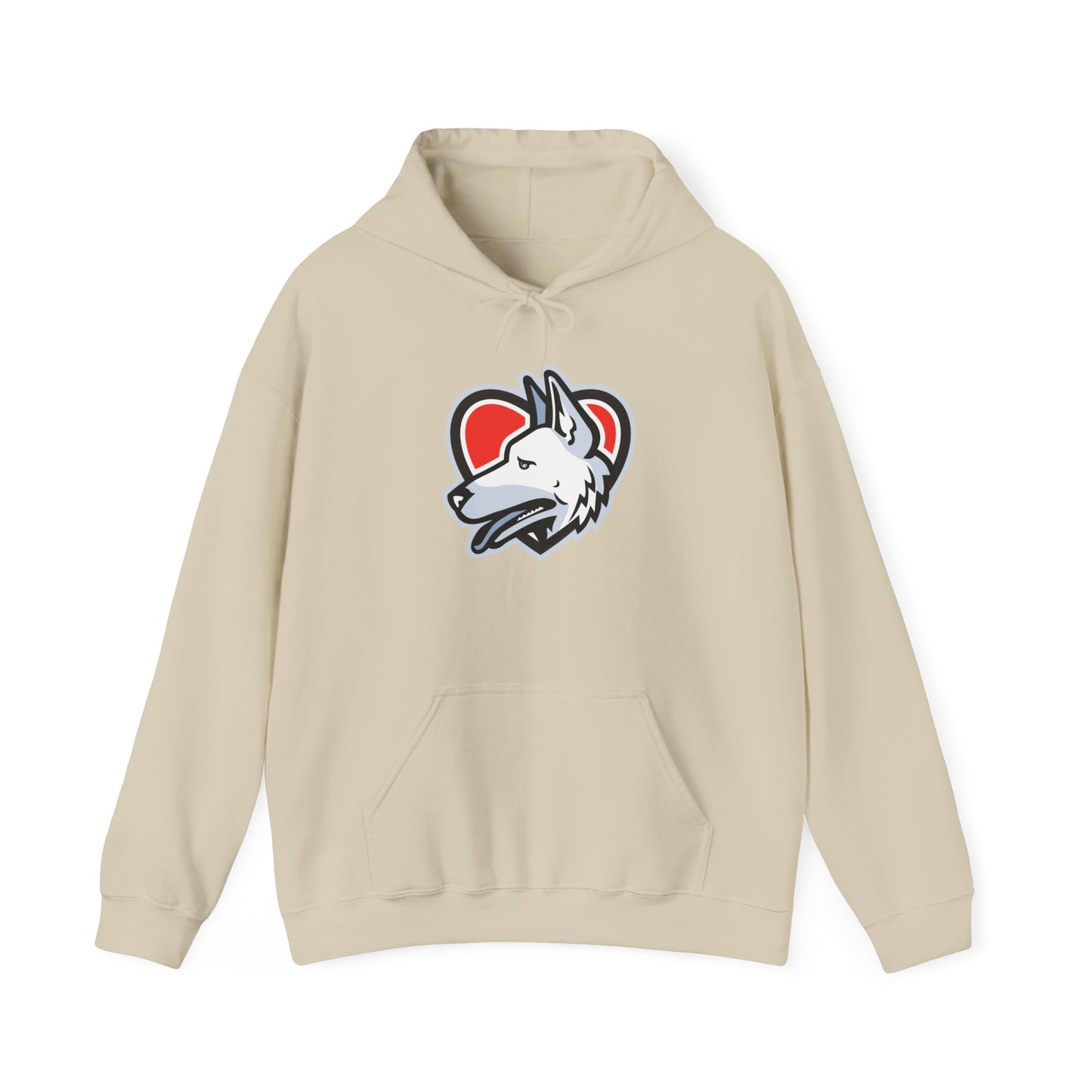 Unisex Dog Lover Hoodie With a Close Up Graphic of German Shepherd Placed Inside Red Heart