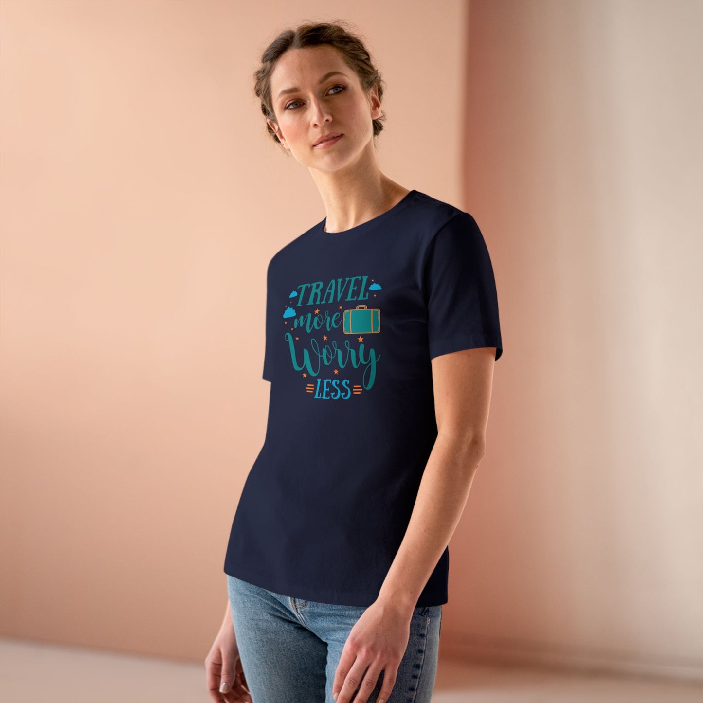 Travel More Worry Less Women's Cotton Tee, Travel Shirt, Vacation Top, Adventure Tee, Gift for Travelers