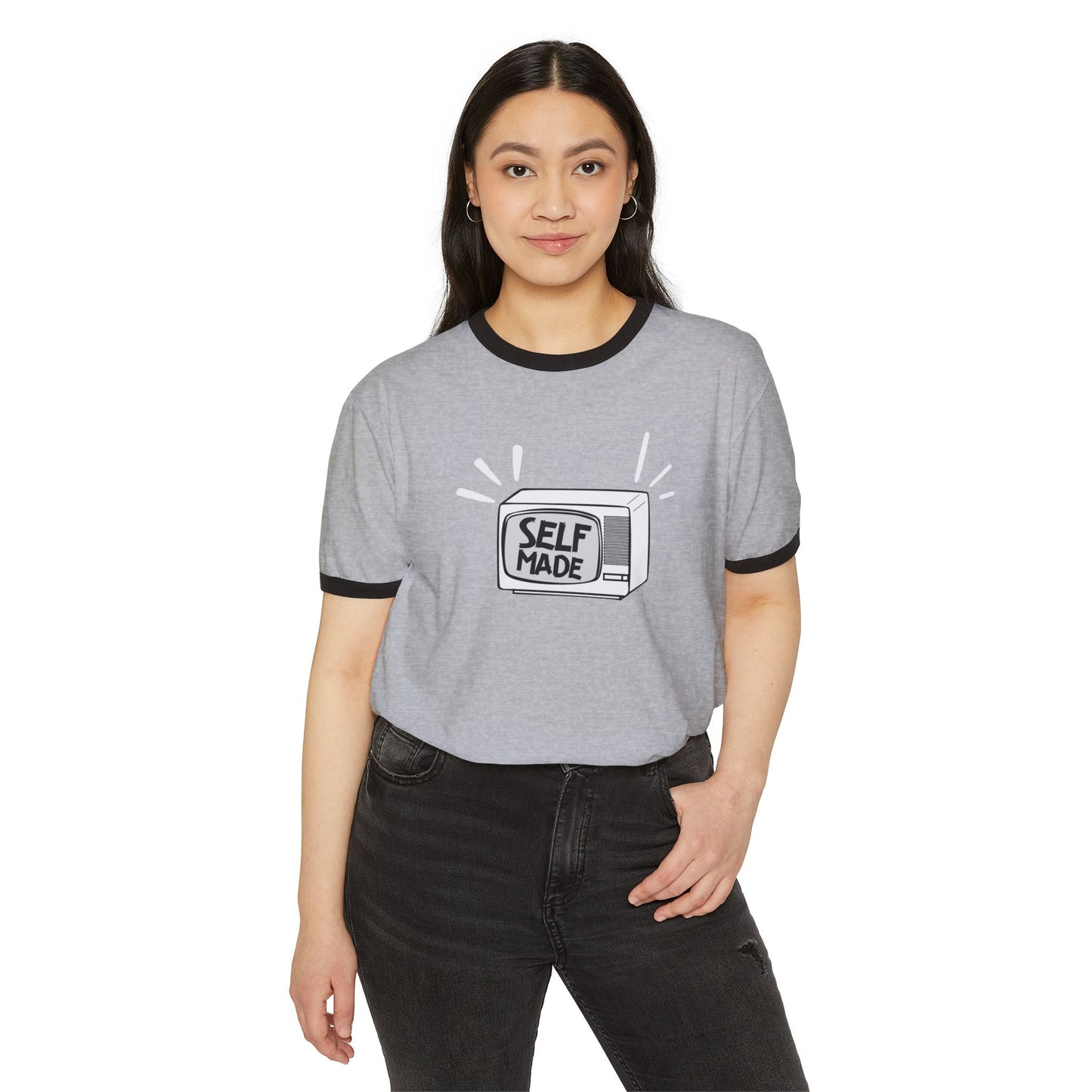 Self Made Unisex Cotton Ringer T-Shirt | Vintage Style Tee, Motivational Gift, Casual Wear, Entrepreneurship Shirt, Everyday Comfort