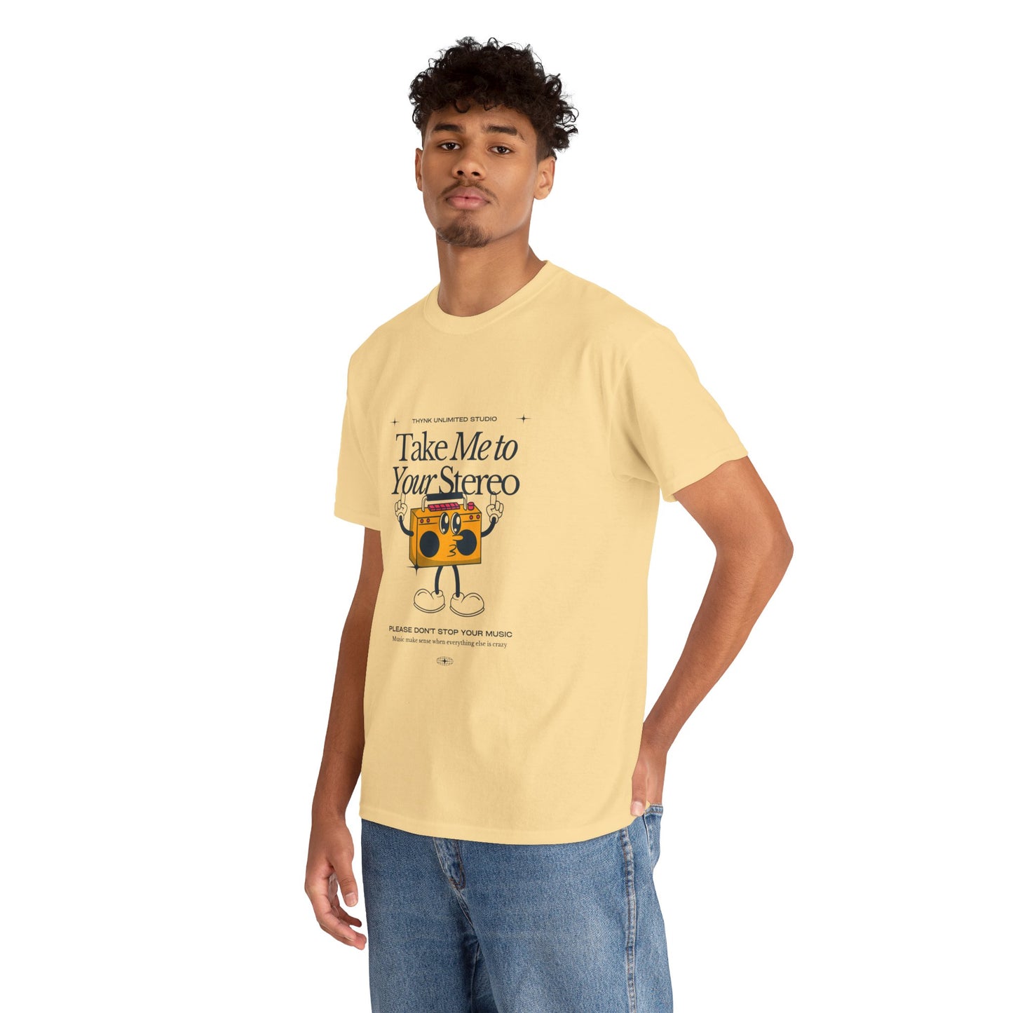 Retro Music Lover Tee - Take Me To Your Stereo, Vintage Style Shirt, Graphic T-Shirt, Unisex Cotton Top, Perfect Gift for Musicians, Summer Outfit