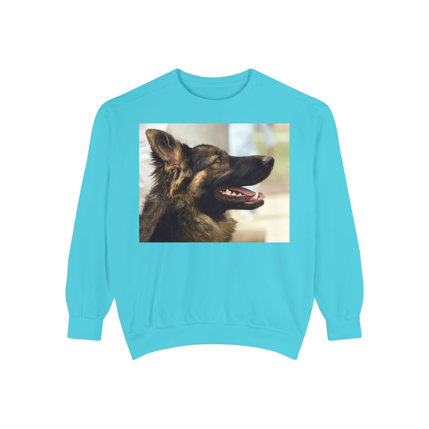 Unisex Dog Lover Sweatshirt With Close Up of Working German Shepherd Mouth Opened