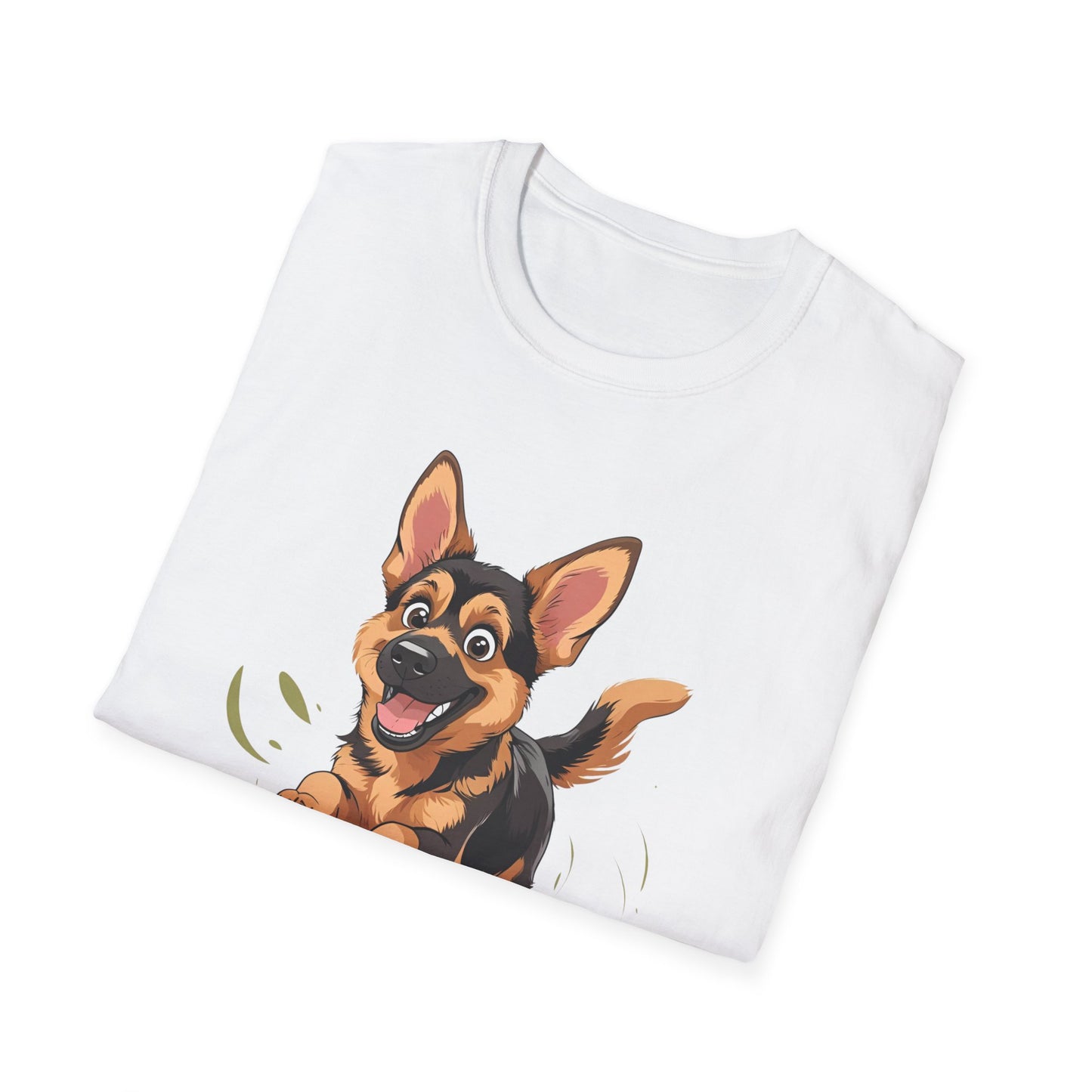 Cute Playing Puppy Graphic Unisex Softstyle T-Shirt, Dog Lover Gift, Casual Wear, Animal Theme Shirt, Perfect for Birthdays, Pet Owners