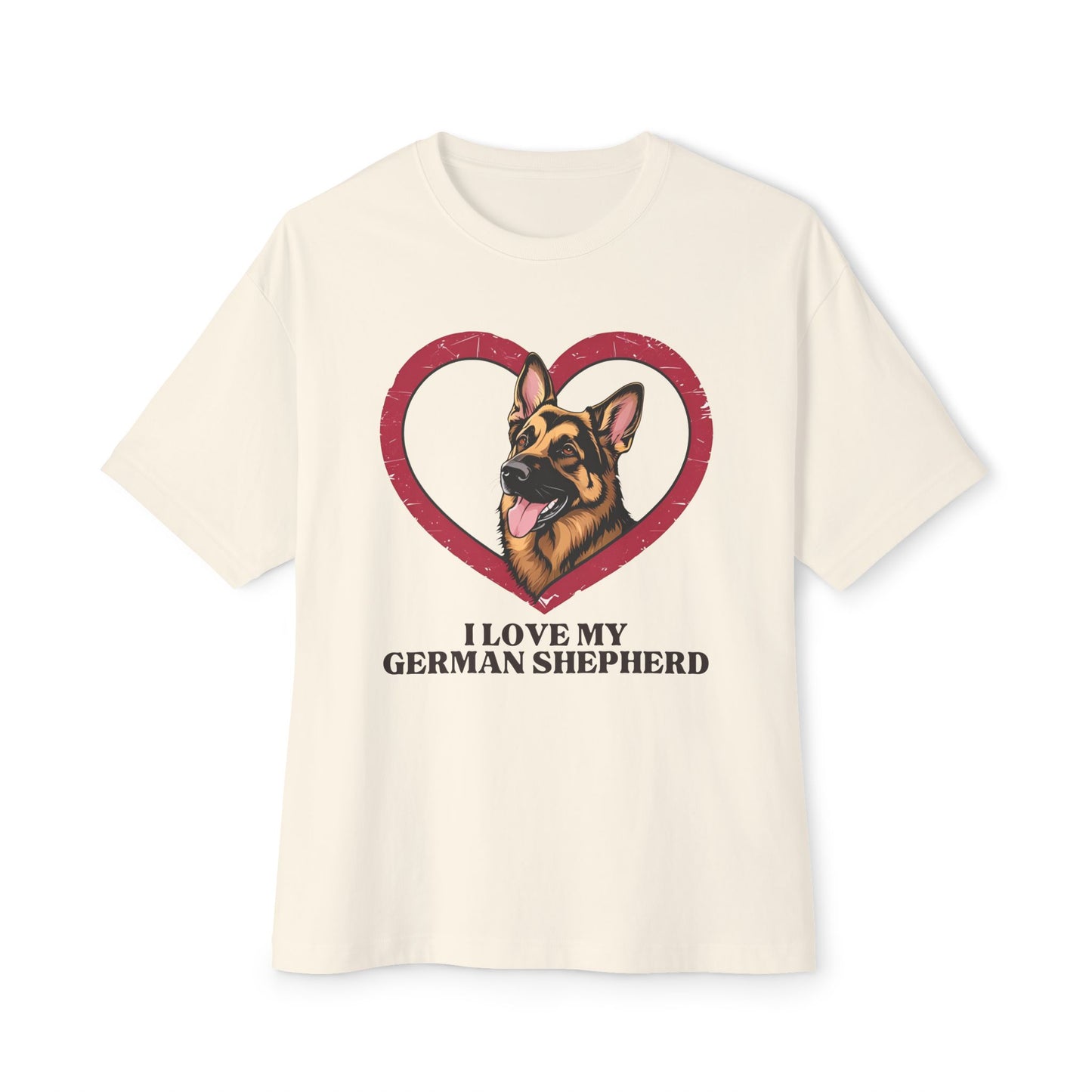 I Love My German Shepherd Unisex Oversized Boxy Tee, Dog Lover Shirt, Pet Owner Gift, Casual Wear, Animal Lover Gift, Birthday Gift