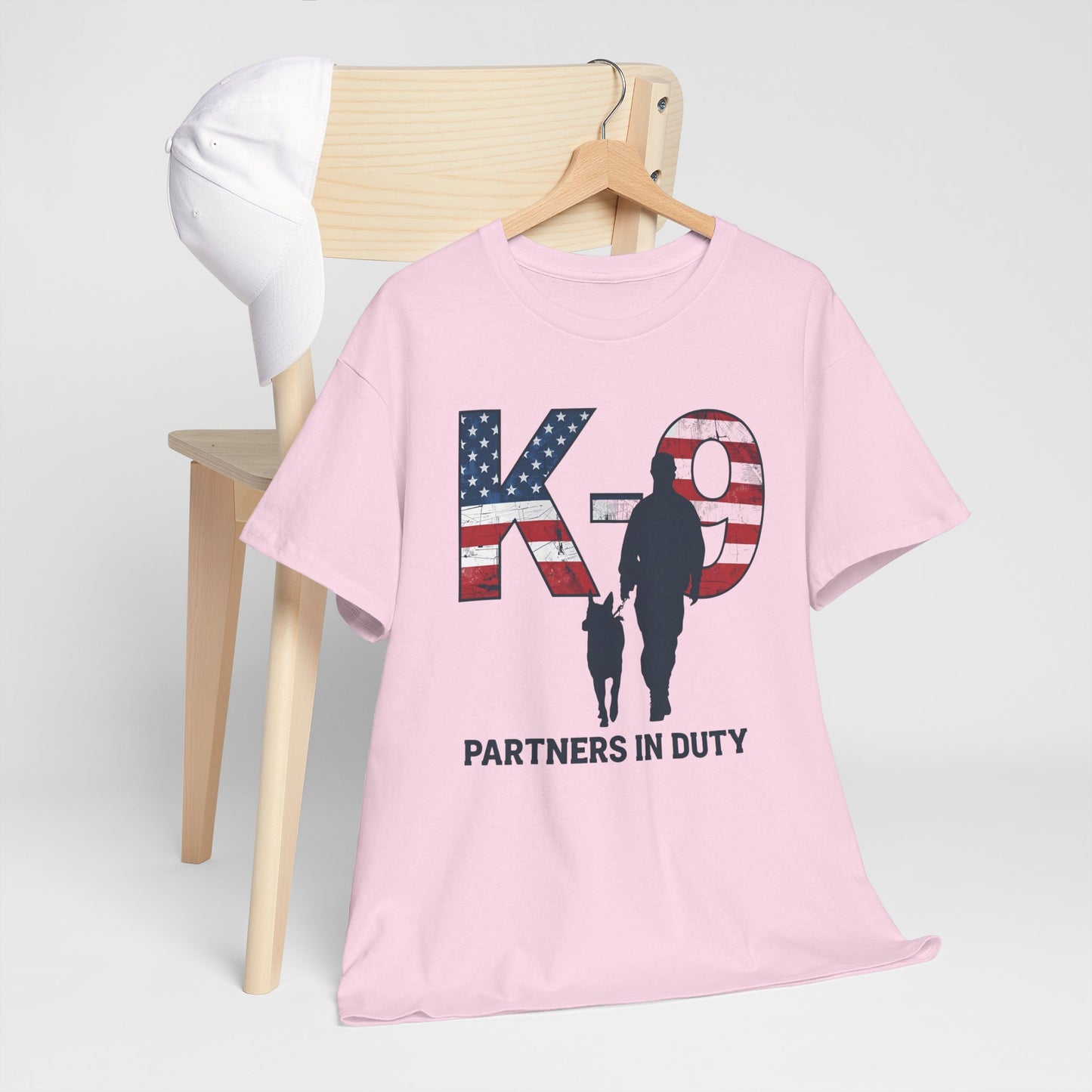 Patriotic K-9 T-Shirt - Partners in Duty Tee | Unisex Heavy Cotton Tee for Dog Lovers, Military Support, Gifts for Dog Handlers