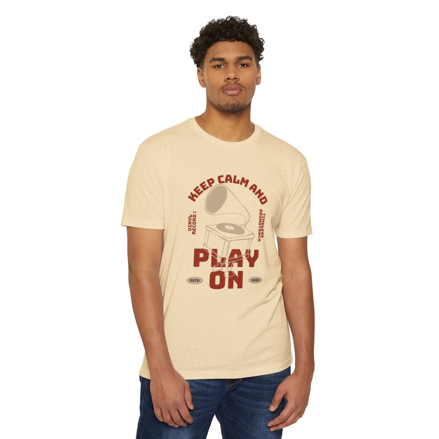 Retro Music Vibe T-Shirt, Unisex Tee, Gift for Music Lovers, Keep Calm and Play On Shirt, Casual Summer Wear, Music Themed Apparel