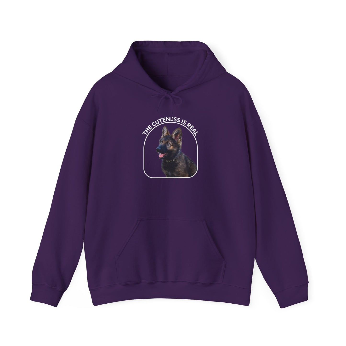 Unisex Dog Lover Hoodie With Cute German Shepherd Puppy and Caption The Cuteness Is Real