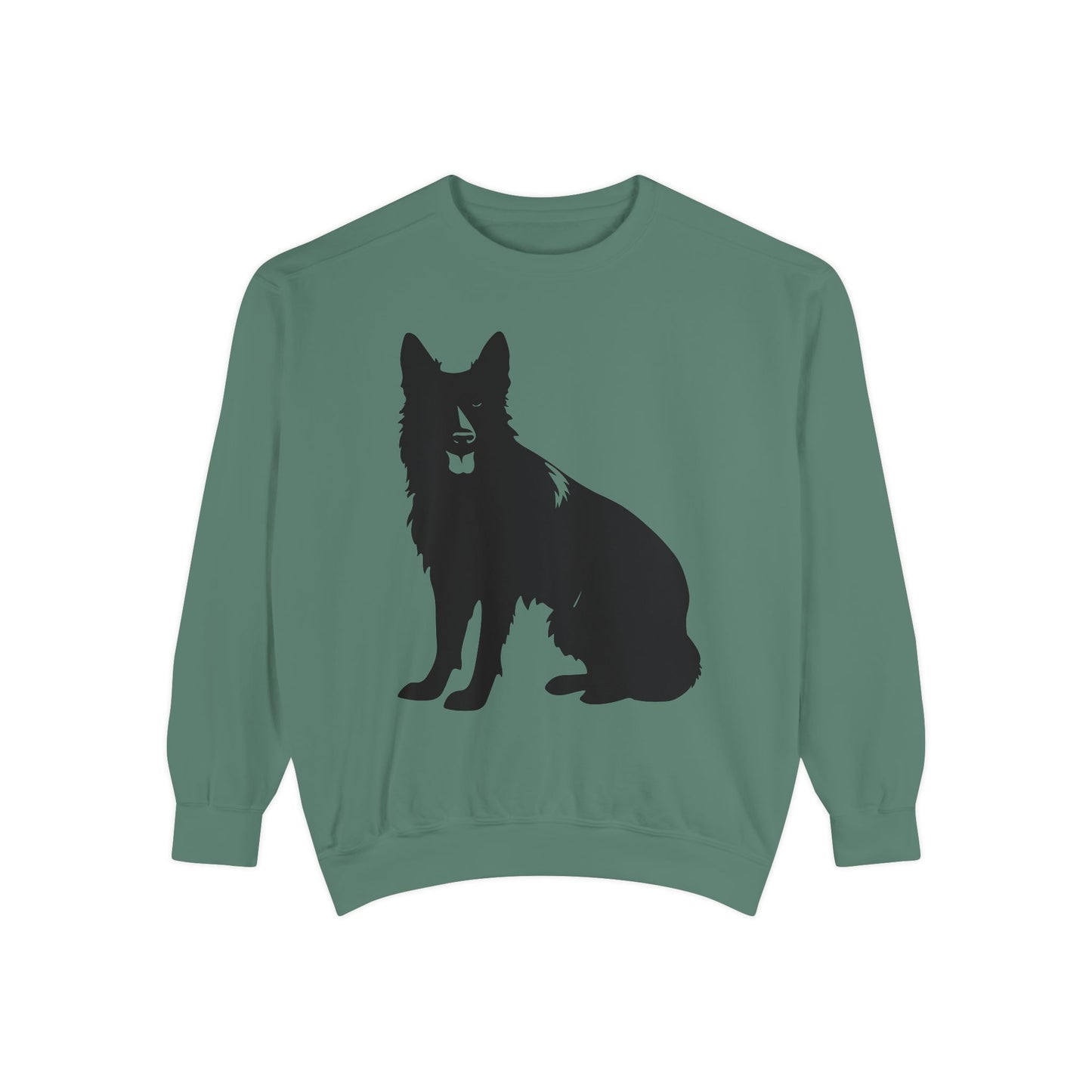 Unisex Dog Lover Sweatshirt With Graphic of Black German Shepherd With Hanging Tongue Sloppily Sitting
