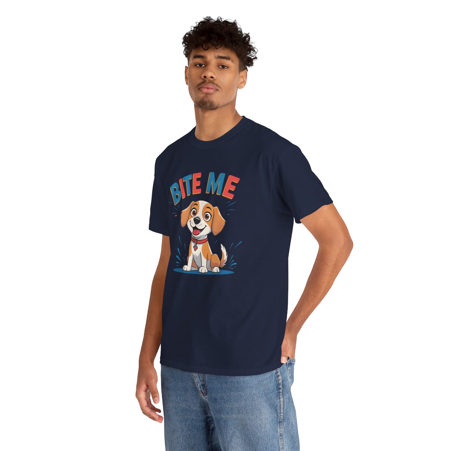 Playful Dog Lover Tee, Bite Me Unisex Cotton T-Shirt for Dog Trainers, Funny Gift for Dog Lovers, Cute Dog Apparel
