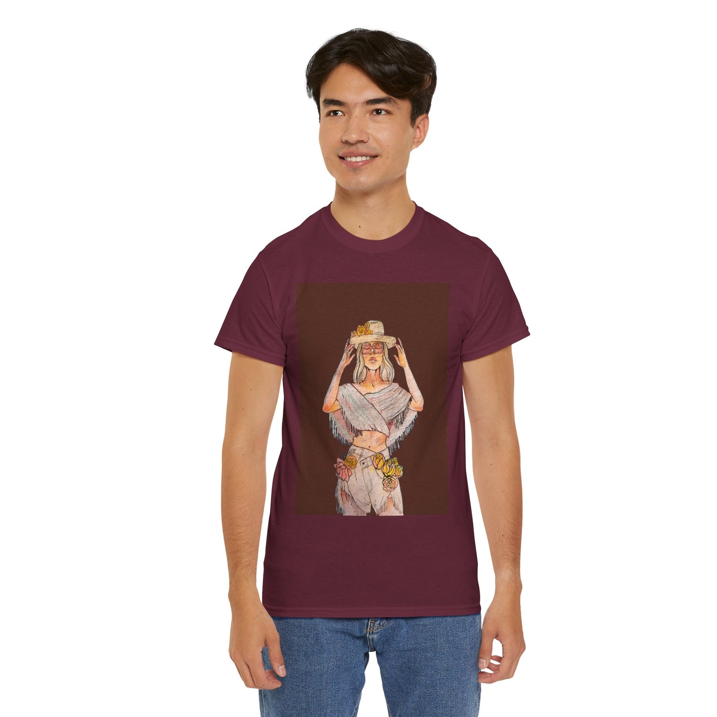 Bohemian Vibes Unisex Heavy Cotton Vintage Tee, Casual Wear, Summer Style Shirt, Gift for Her, Festival Outfit, Art-Inspired Apparel