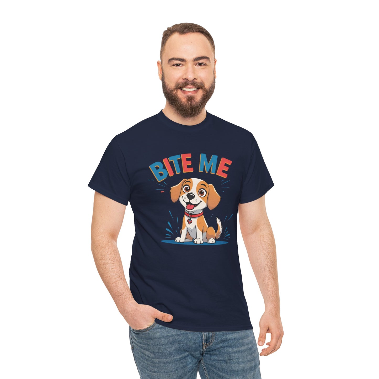 Playful Dog Lover Tee, Bite Me Unisex Cotton T-Shirt for Dog Trainers, Funny Gift for Dog Lovers, Cute Dog Apparel
