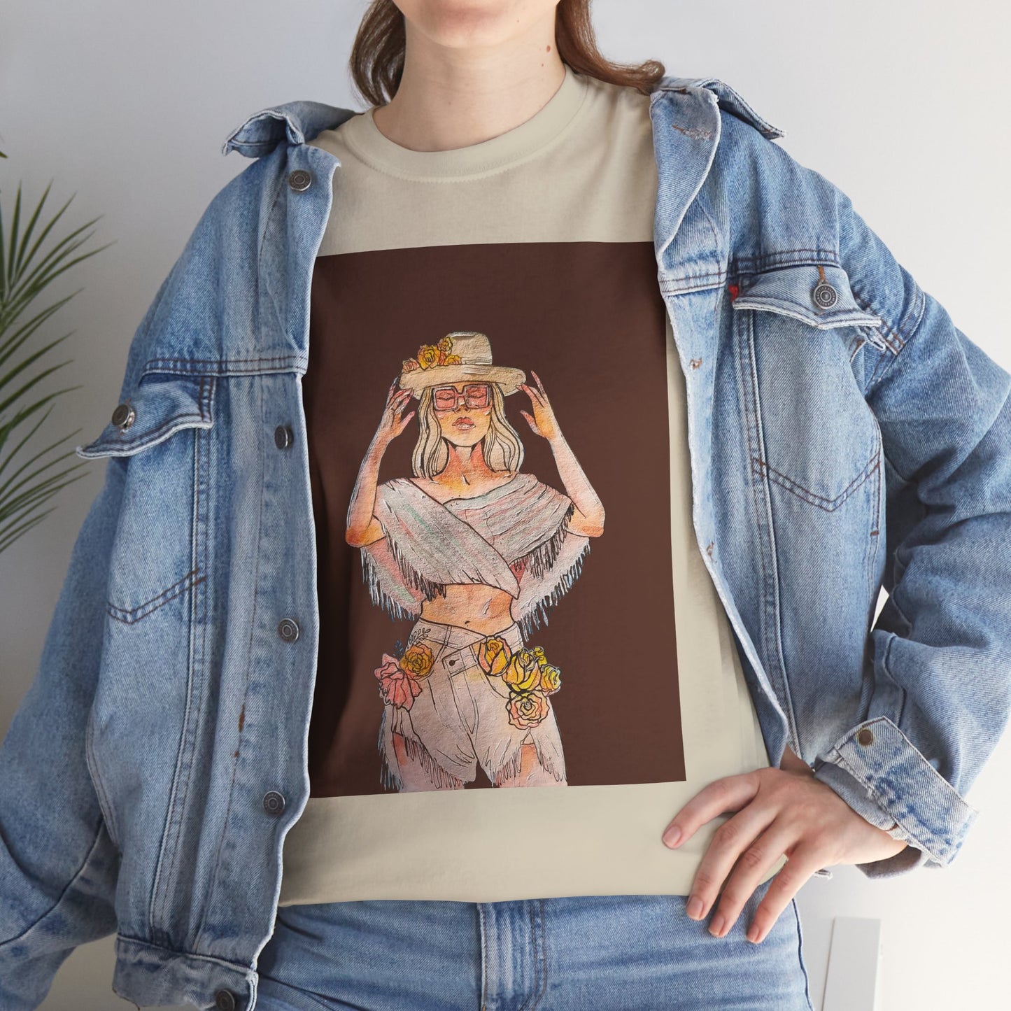 Bohemian Vibes Unisex Heavy Cotton Vintage Tee, Casual Wear, Summer Style Shirt, Gift for Her, Festival Outfit, Art-Inspired Apparel