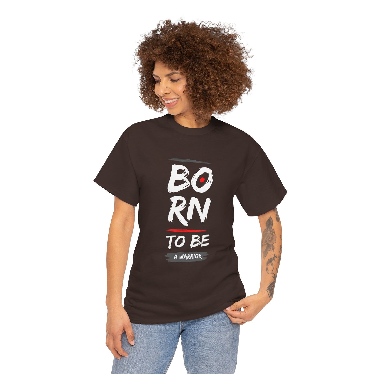 Born to Be a Warrior Unisex Heavy Cotton Tee, Inspirational Shirt for Veterans, Motivational Gift, Fitness Apparel, Casual Wear
