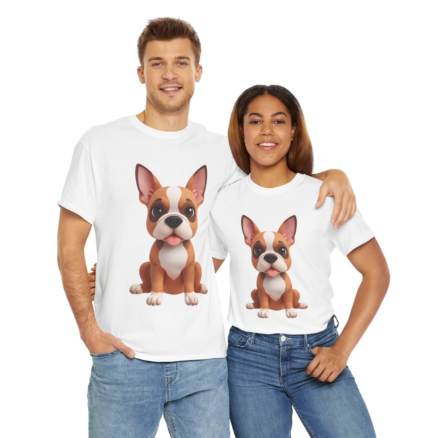 Cute 3D French Bulldog T-Shirt Unisex Heavy Cotton Tee, Dog Lover Gift
