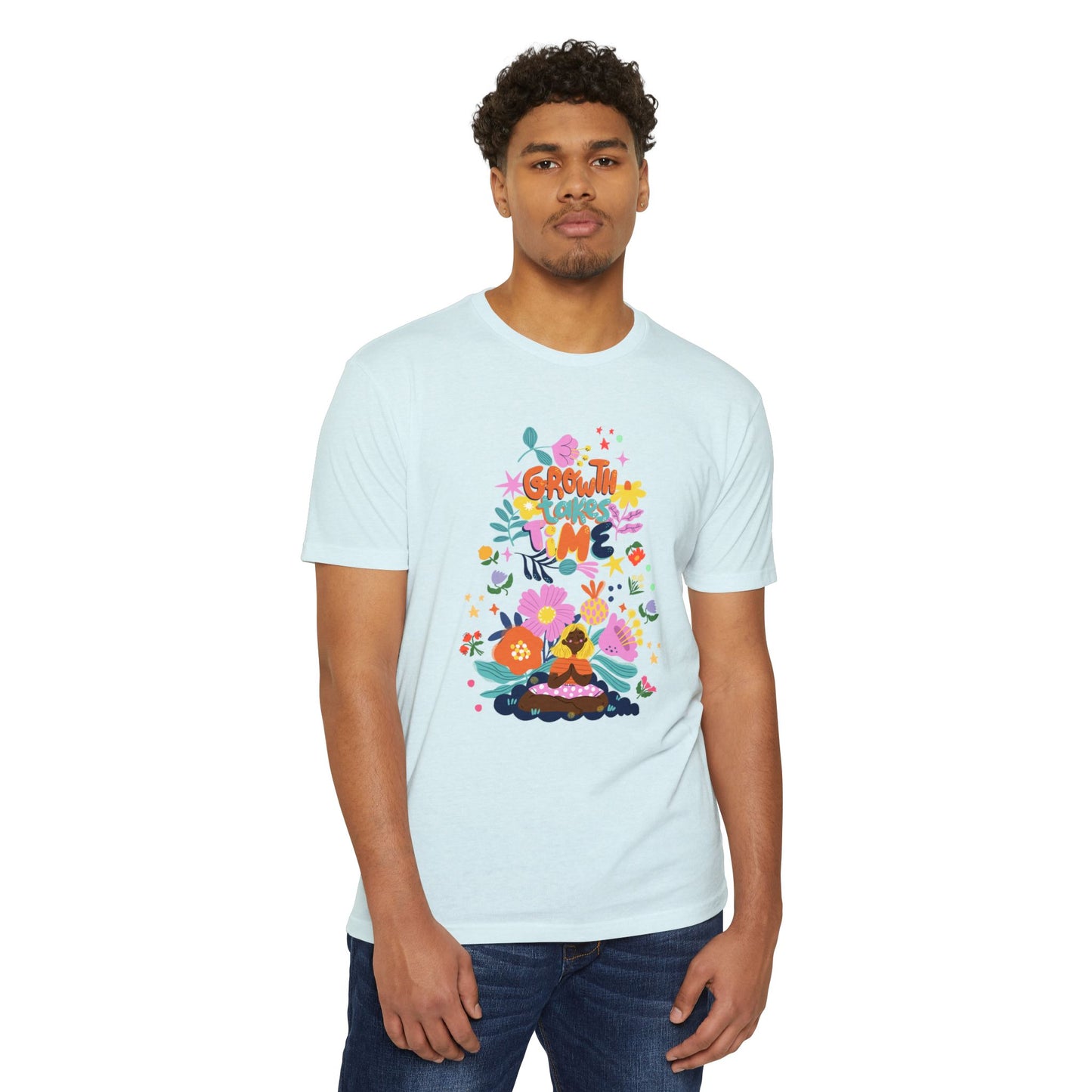 Growth Takes Time Floral Unisex T-Shirt, Spring Tee, Inspirational T-Shirt, Casual Wear, Unique Gift Idea
