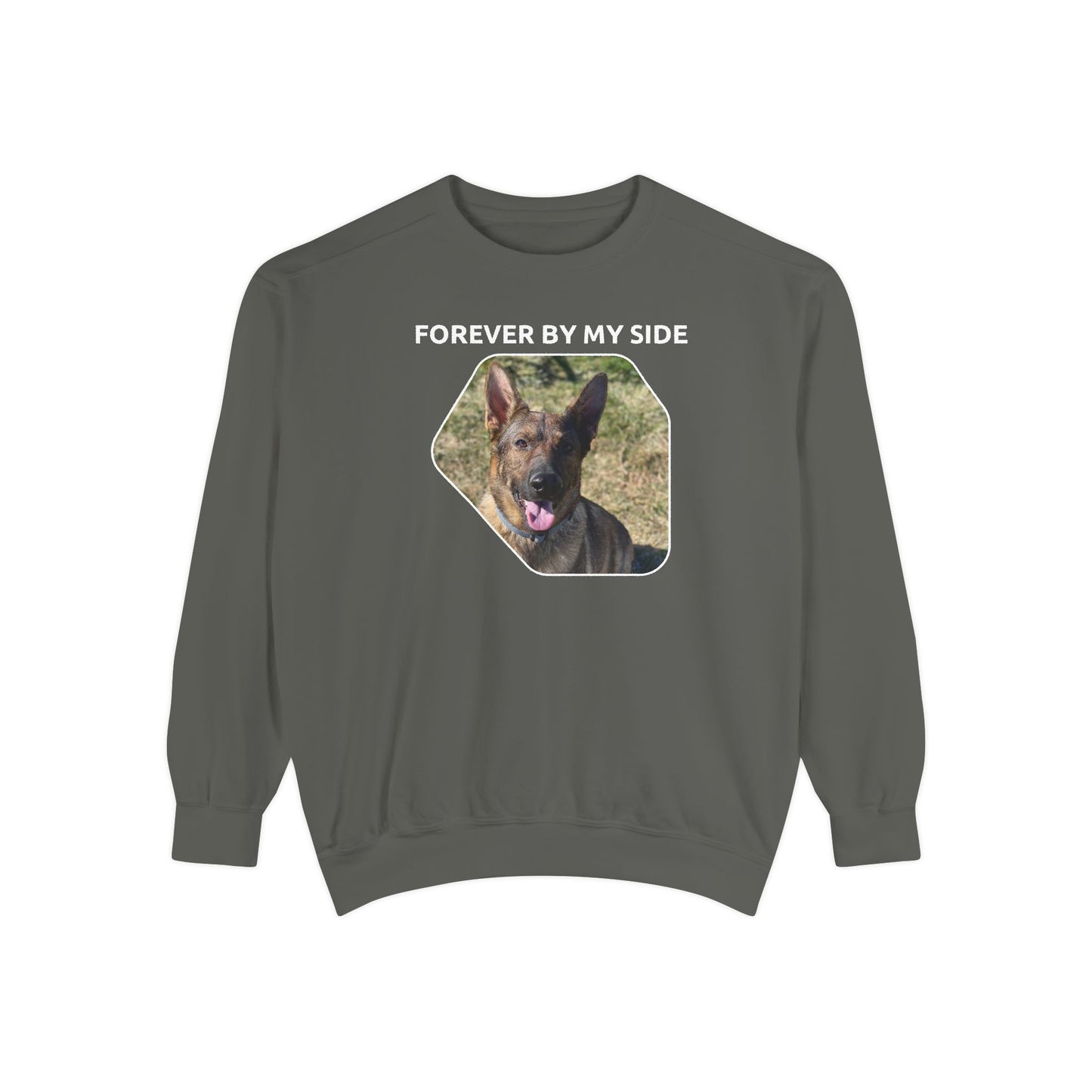 Unisex Dog Lover Sweatshirt With a Sable German Shepherd and Caption Forever By My Side