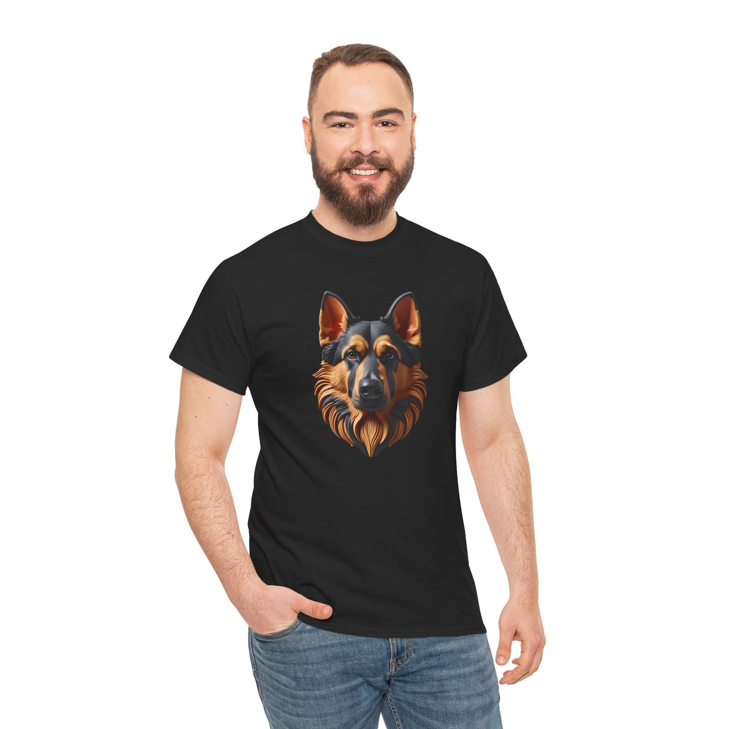 German Shepherd Lover Tee With 3D Design, Unisex Cotton Shirt, Dog T-Shirt, Pet Lovers Gift, Animal Enthusiast Apparel