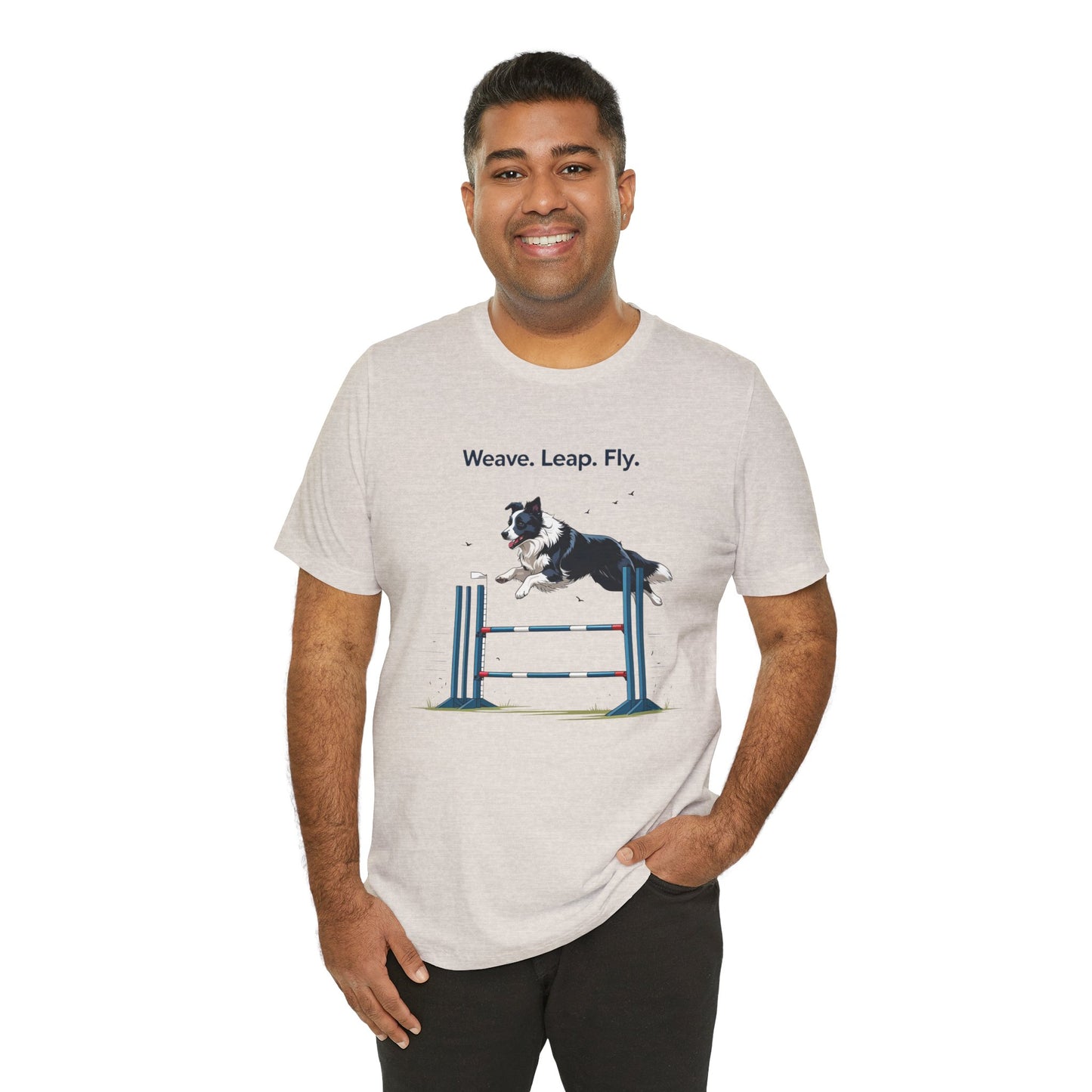 Dog Agility Spirit T-Shirt, Weave Leap Fly Tee, Gifts for Dog Lovers, Pet Enthusiasts, Animal Lovers T-Shirt, Casual Wear, Dog Show Gear