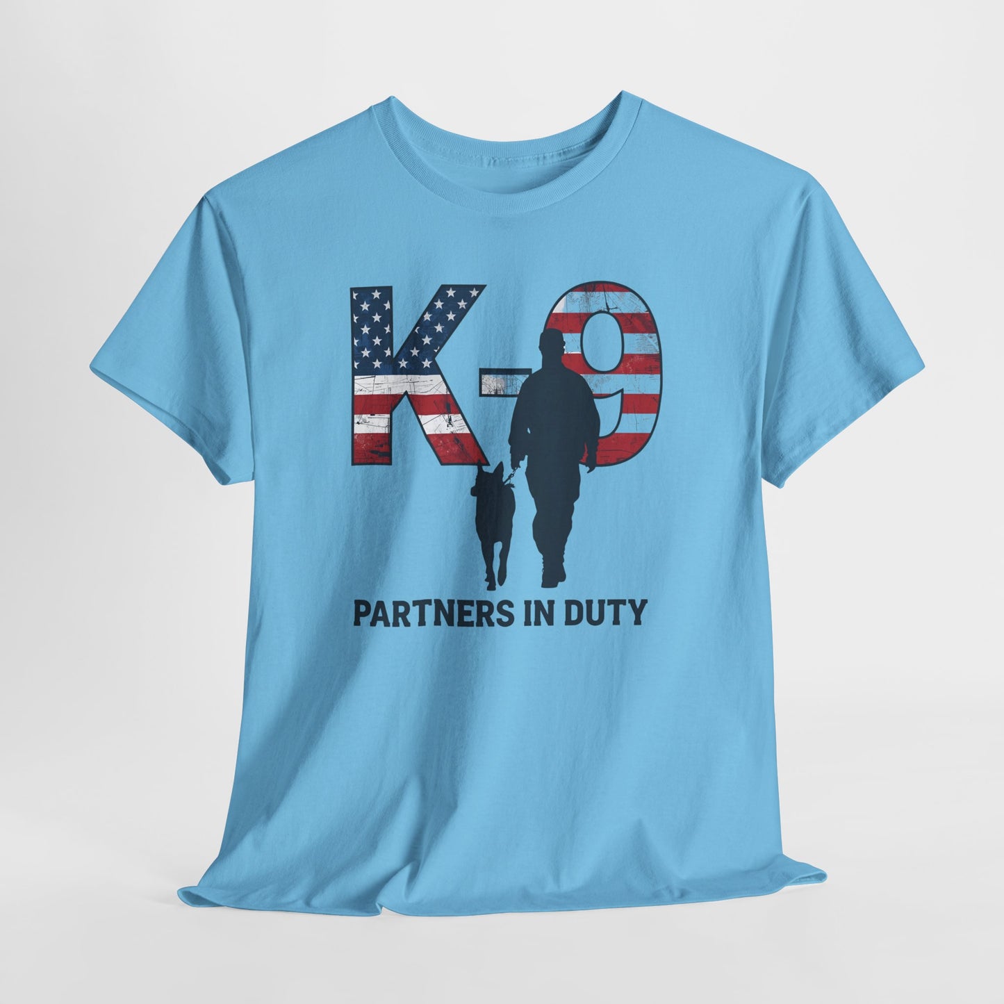 Patriotic K-9 T-Shirt - Partners in Duty Tee | Unisex Heavy Cotton Tee for Dog Lovers, Military Support, Gifts for Dog Handlers