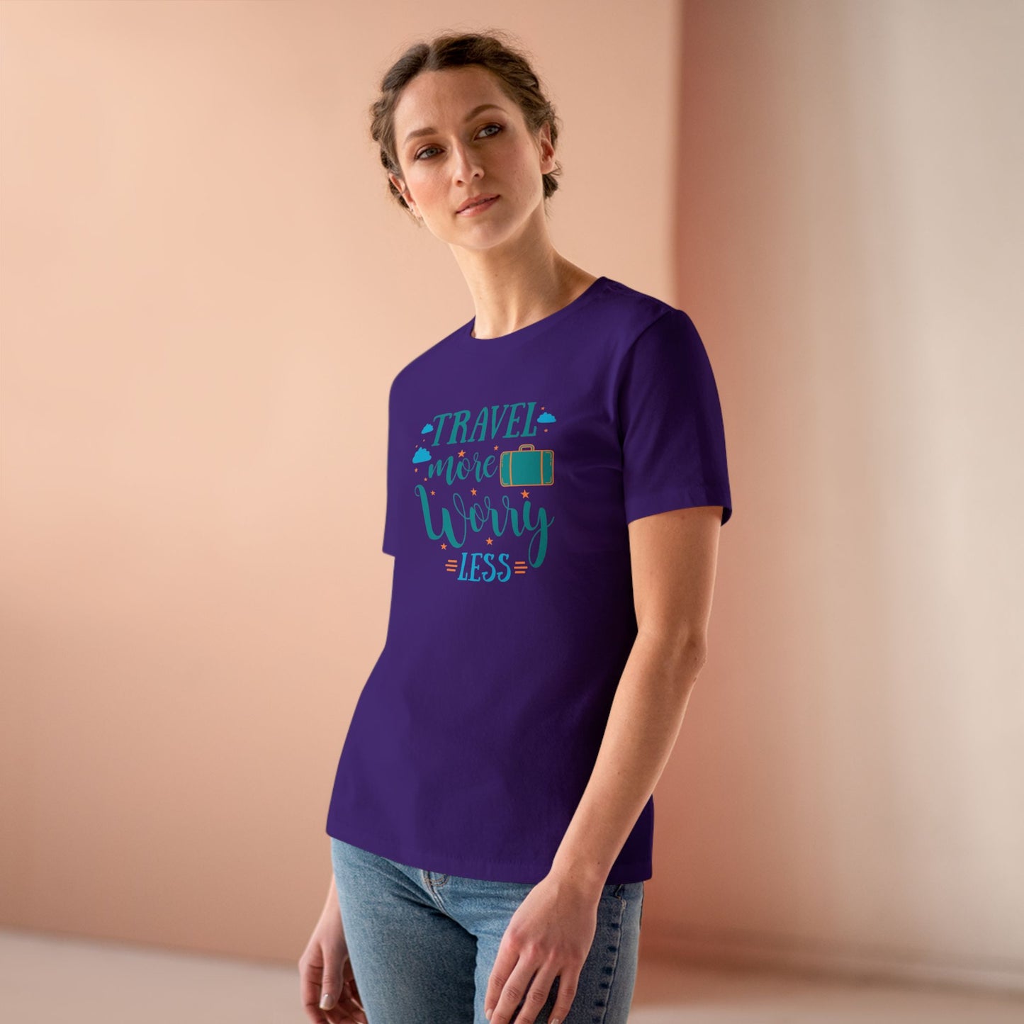 Travel More Worry Less Women's Cotton Tee, Travel Shirt, Vacation Top, Adventure Tee, Gift for Travelers