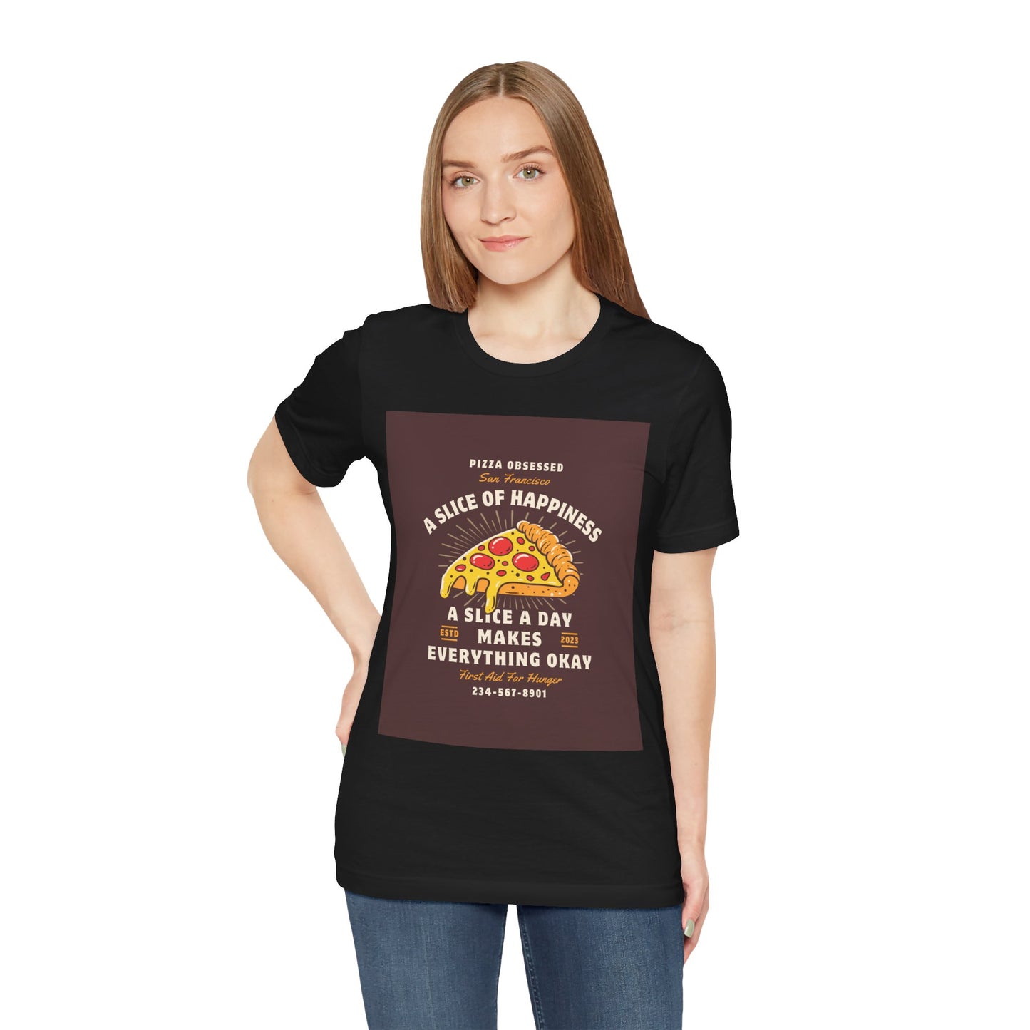 Pizza Lover's Happiness Tee, Fun Unisex T-Shirt, Casual Wear, Gift for Foodies, Pizza Party Attire, Comfortable Daily Shirt