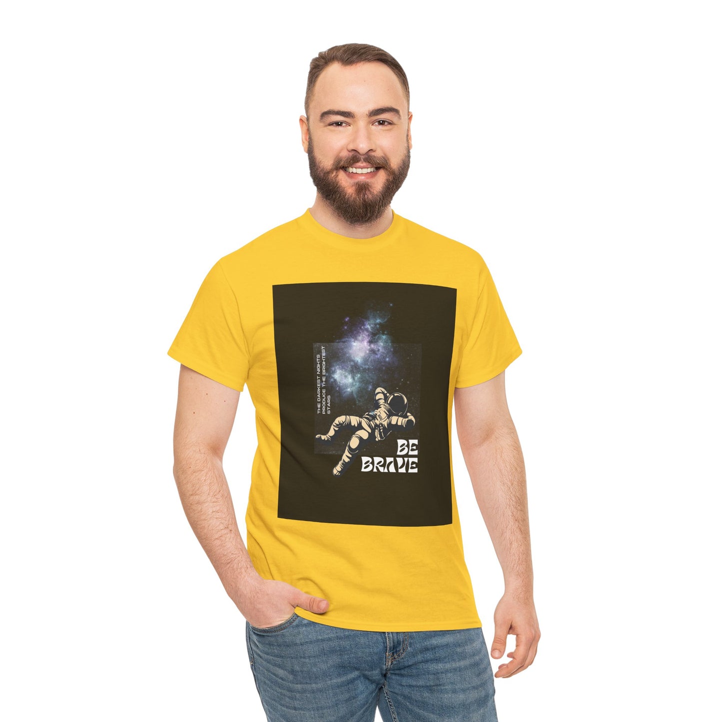 Be Brave Tee, Inspirational T-Shirt, Unisex Cotton Top, Space Graphic Shirt, Motivational Gift, Everyday Wear