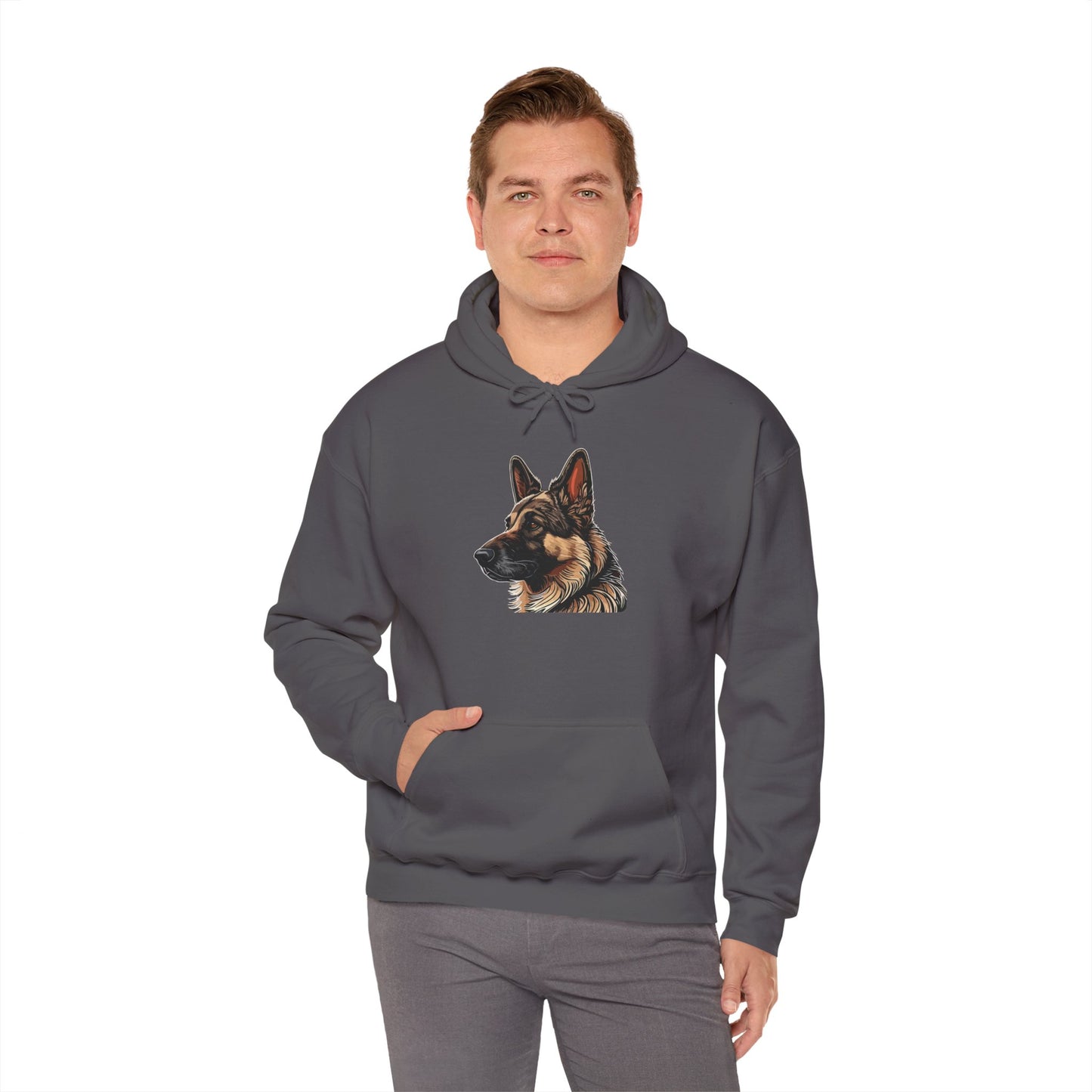 Unisex Dog Lover Hoodie With a Close Up Graphic of Black and Tan German Shepherd
