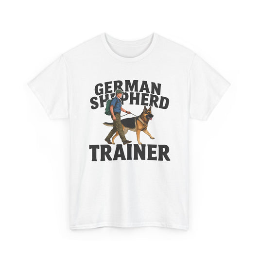 German Shepherd Trainer Tee - Man Holding a German Shepherd | Dog Lover Gift