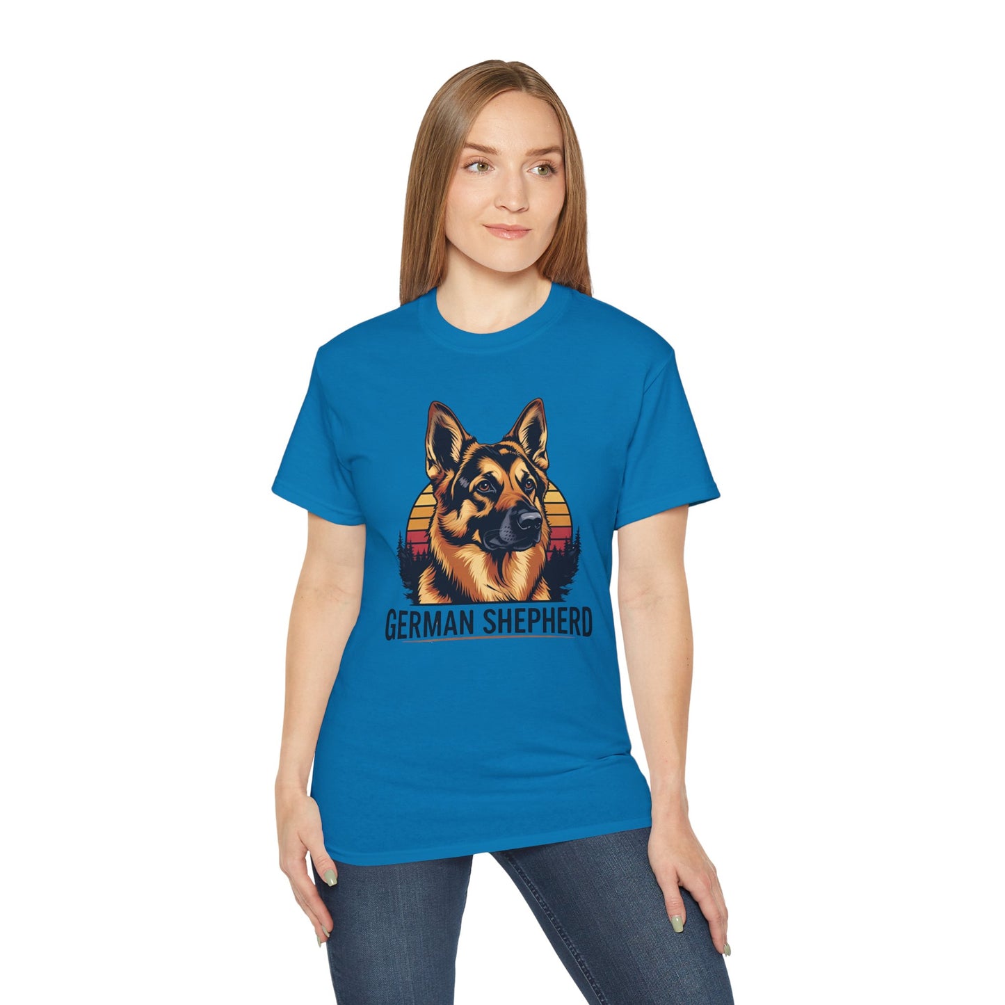German Shepherd Ultra Cotton Tee, Dog Lover Gift, Retro Design, Pet Owner Shirt, Animal Apparel, Birthday Gift, Casual Wear