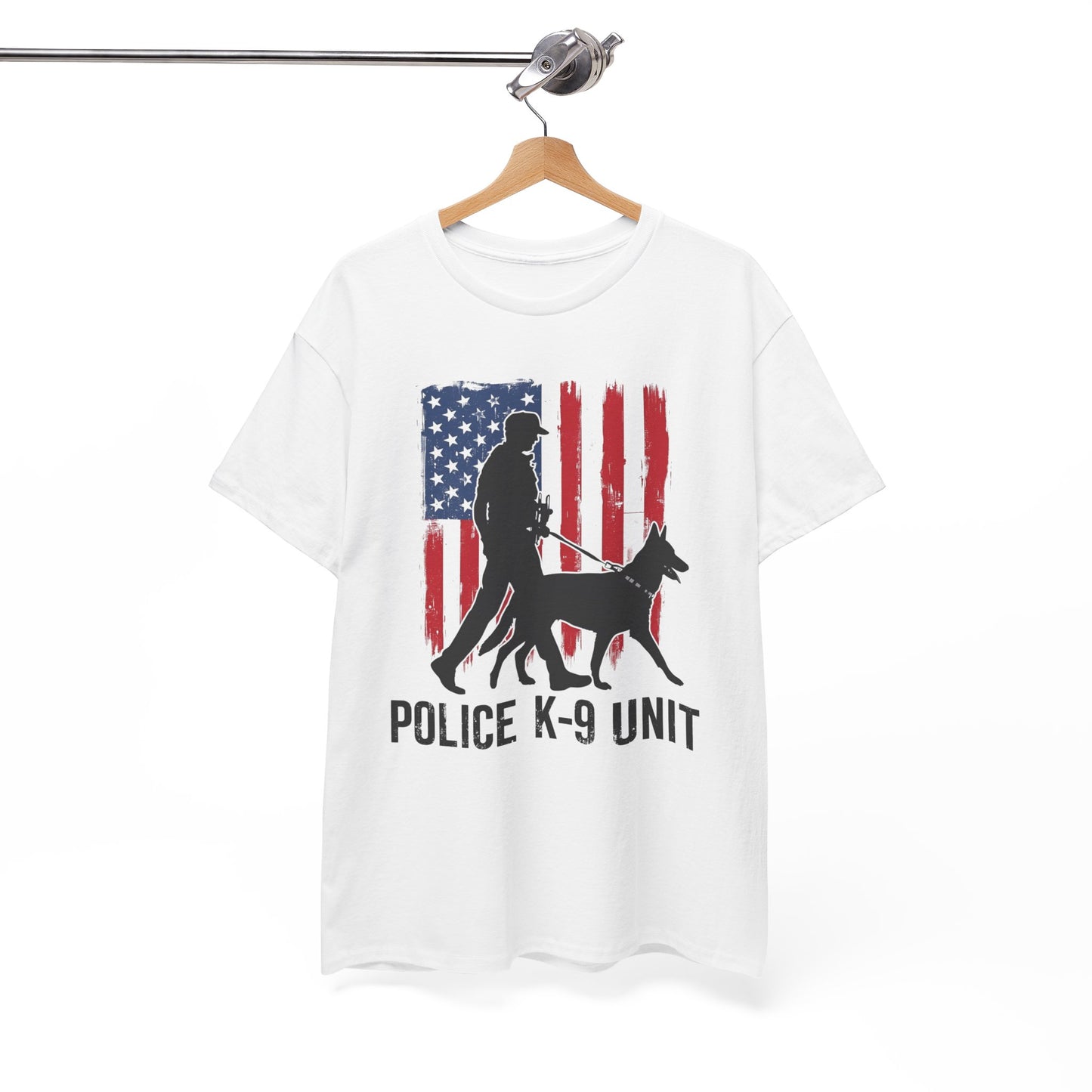 Patriotic Police K-9 Unit Heavy Cotton Tee, Unisex Cotton Shirt for Dog Lovers, Law Enforcement Apparel, Gifts for Police Officers