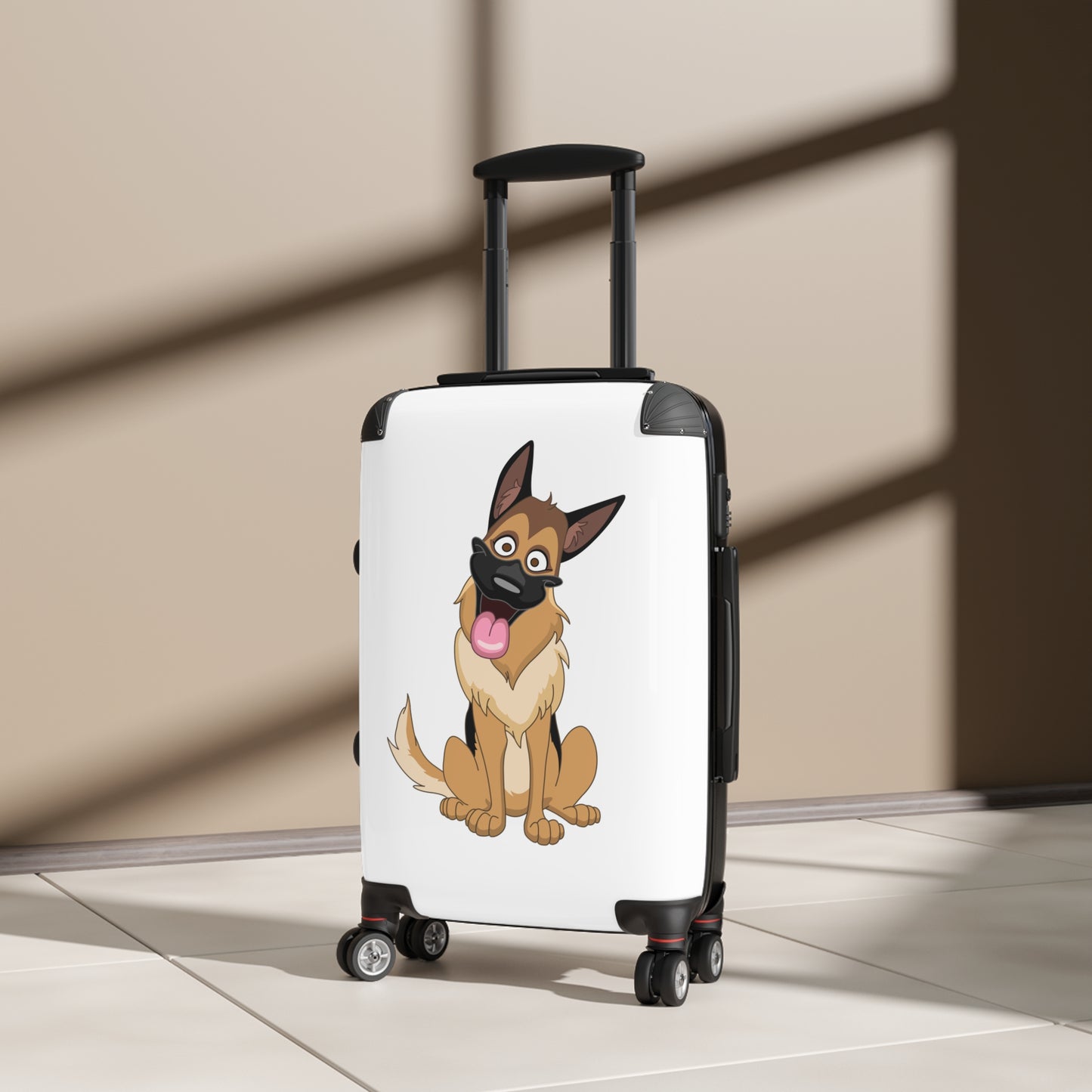 Funny Dog Design Suitcase - Cartoon of German Shepherd Sloppily Sitting