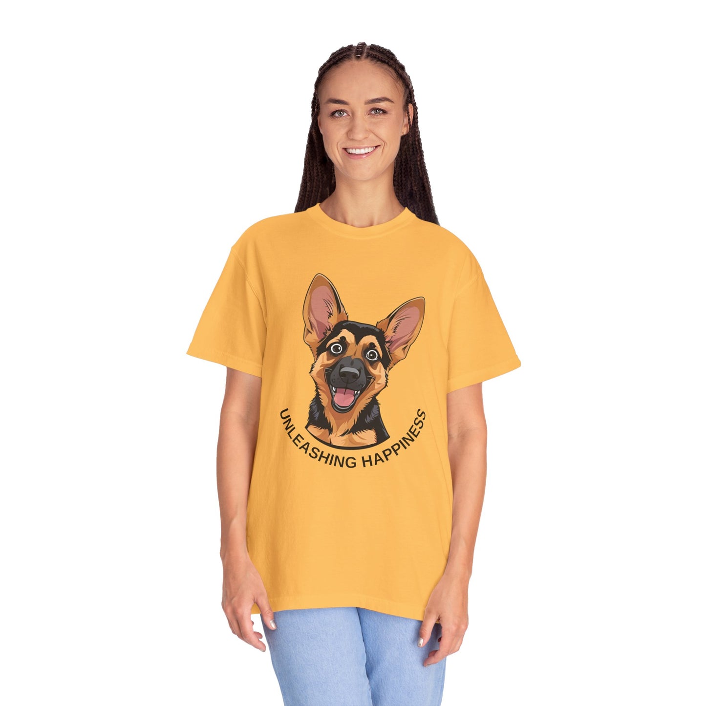 Happy Dog Graphic Tee, Unisex German Shepherd Puppy T-Shirt - Unleashing Happiness, Pet Lover Gift, Animal Lovers Apparel, Unique Dog Lover Shirt
