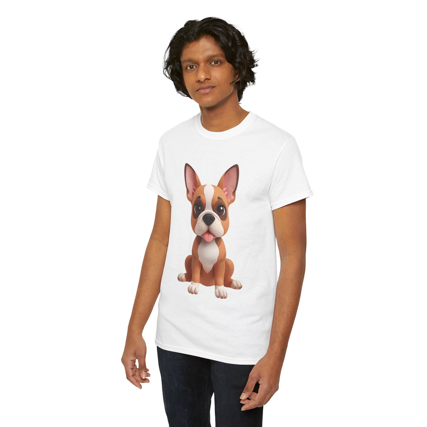 Cute 3D French Bulldog T-Shirt Unisex Heavy Cotton Tee, Dog Lover Gift