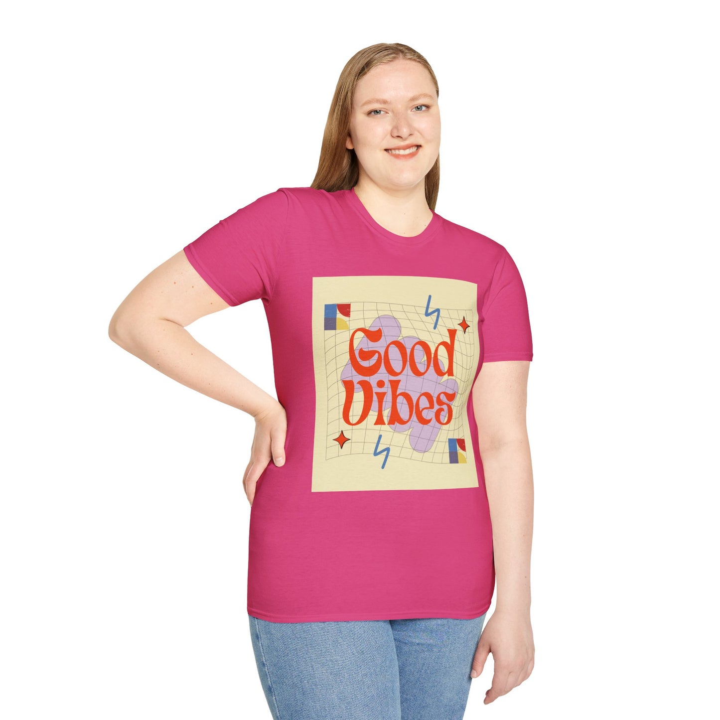 Good Vibes Unisex Softstyle T-Shirt, Relaxed Fit Tee, Casual Wear, Gift Idea, Positive Quotes, Everyday Comfort, Summer Fashion