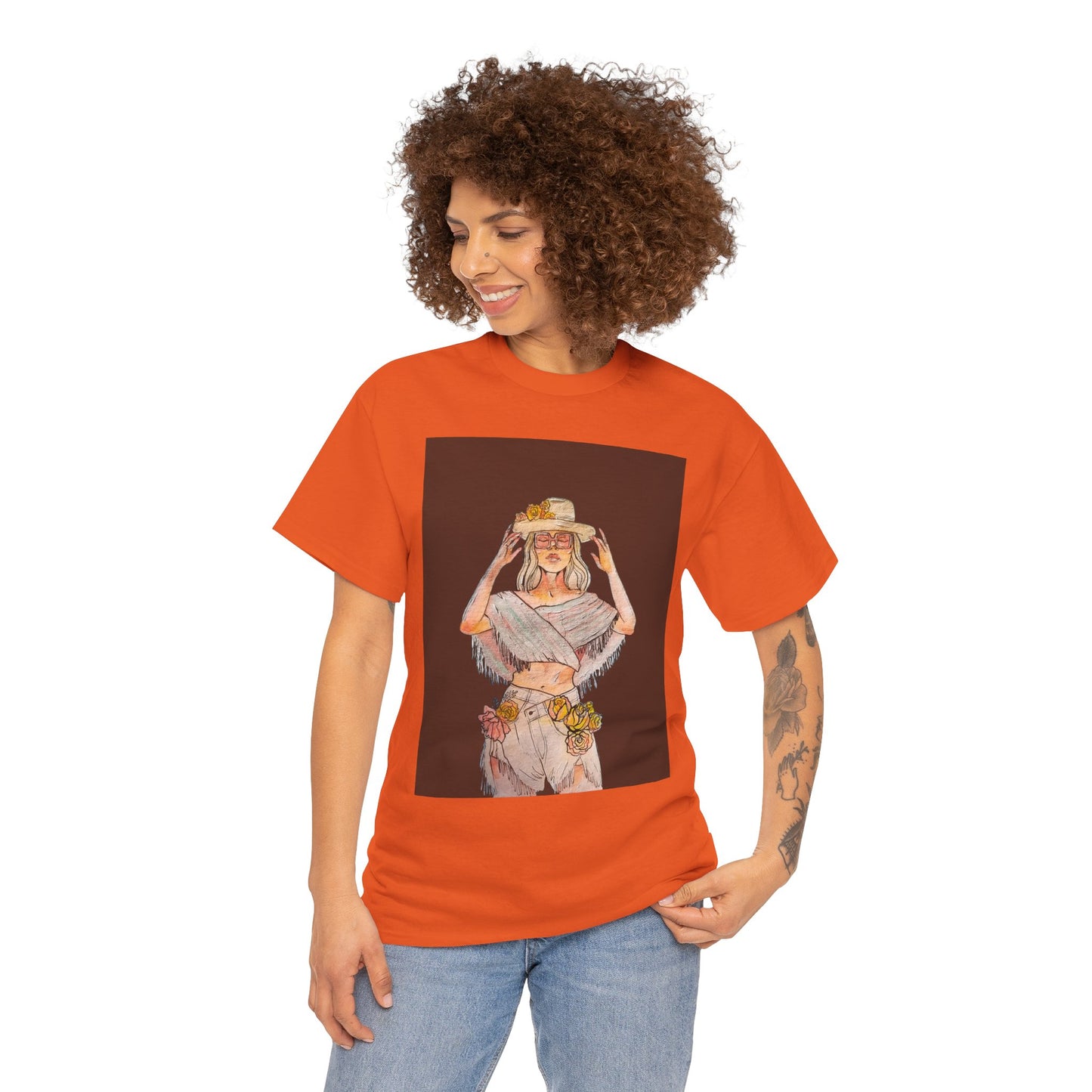 Bohemian Vibes Unisex Heavy Cotton Vintage Tee, Casual Wear, Summer Style Shirt, Gift for Her, Festival Outfit, Art-Inspired Apparel