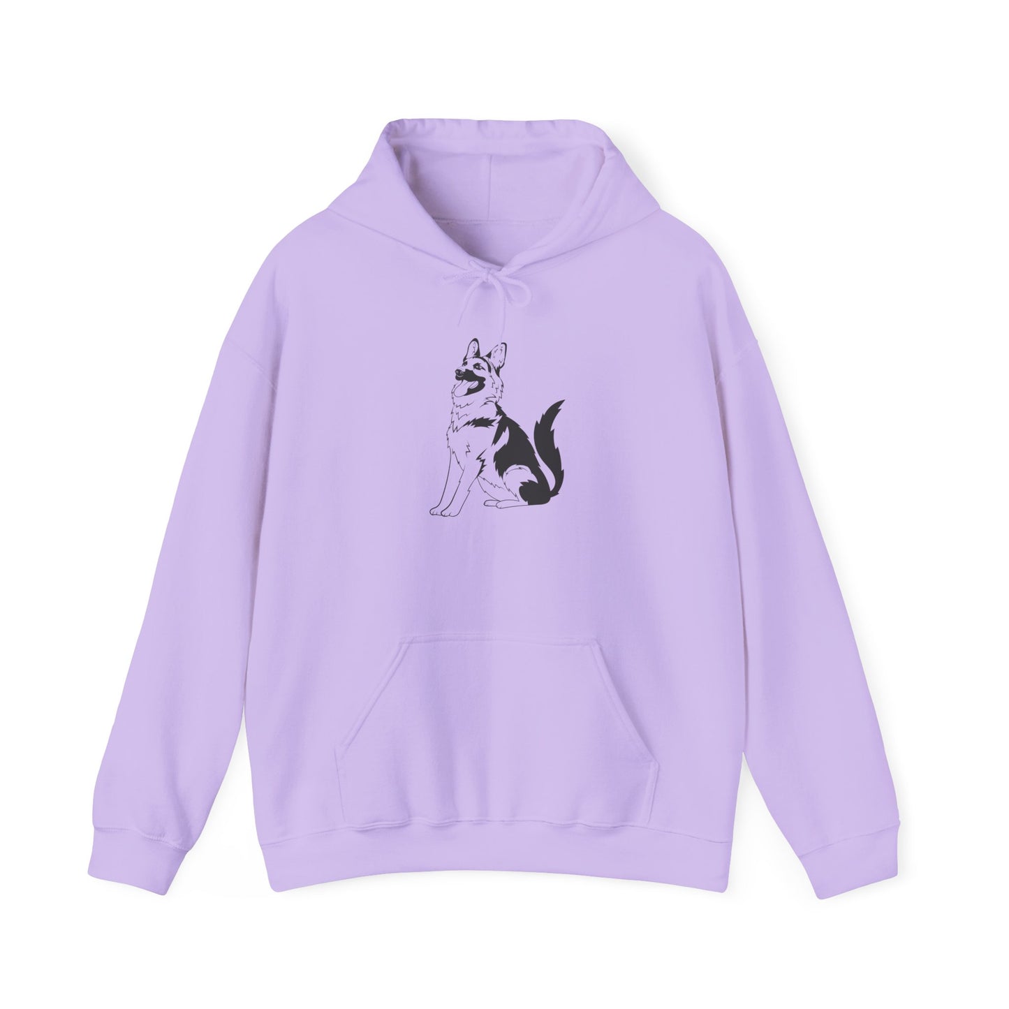 Unisex Dog Lover Hoodie With a Graphic of Black and Transparent German Shepherd Sloppily Sitting