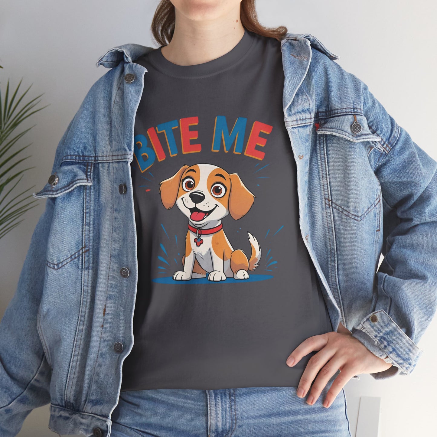 Playful Dog Lover Tee, Bite Me Unisex Cotton T-Shirt for Dog Trainers, Funny Gift for Dog Lovers, Cute Dog Apparel