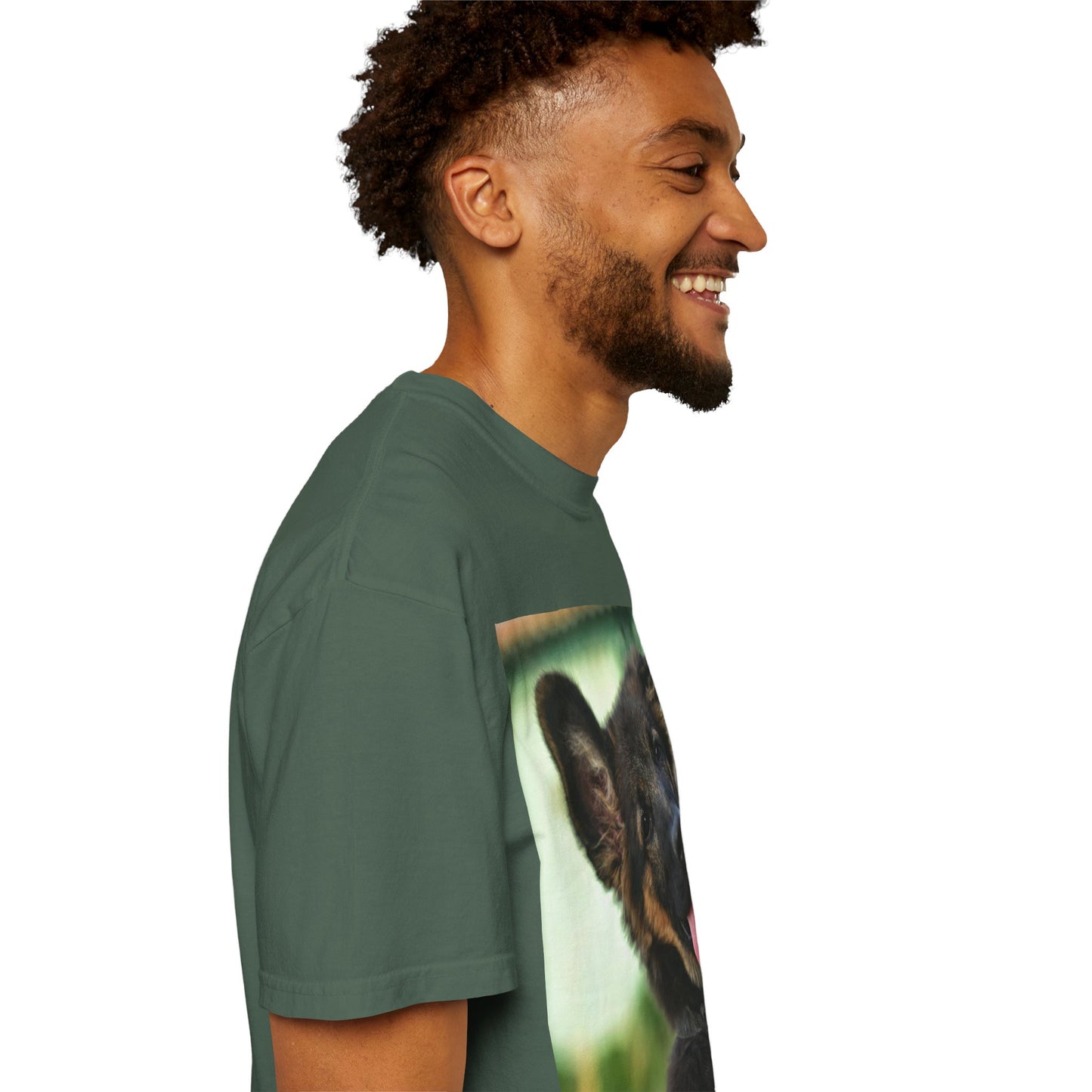 Happy Dog Graphic Unisex T-Shirt Featuring Cute German Shepherd Puppy