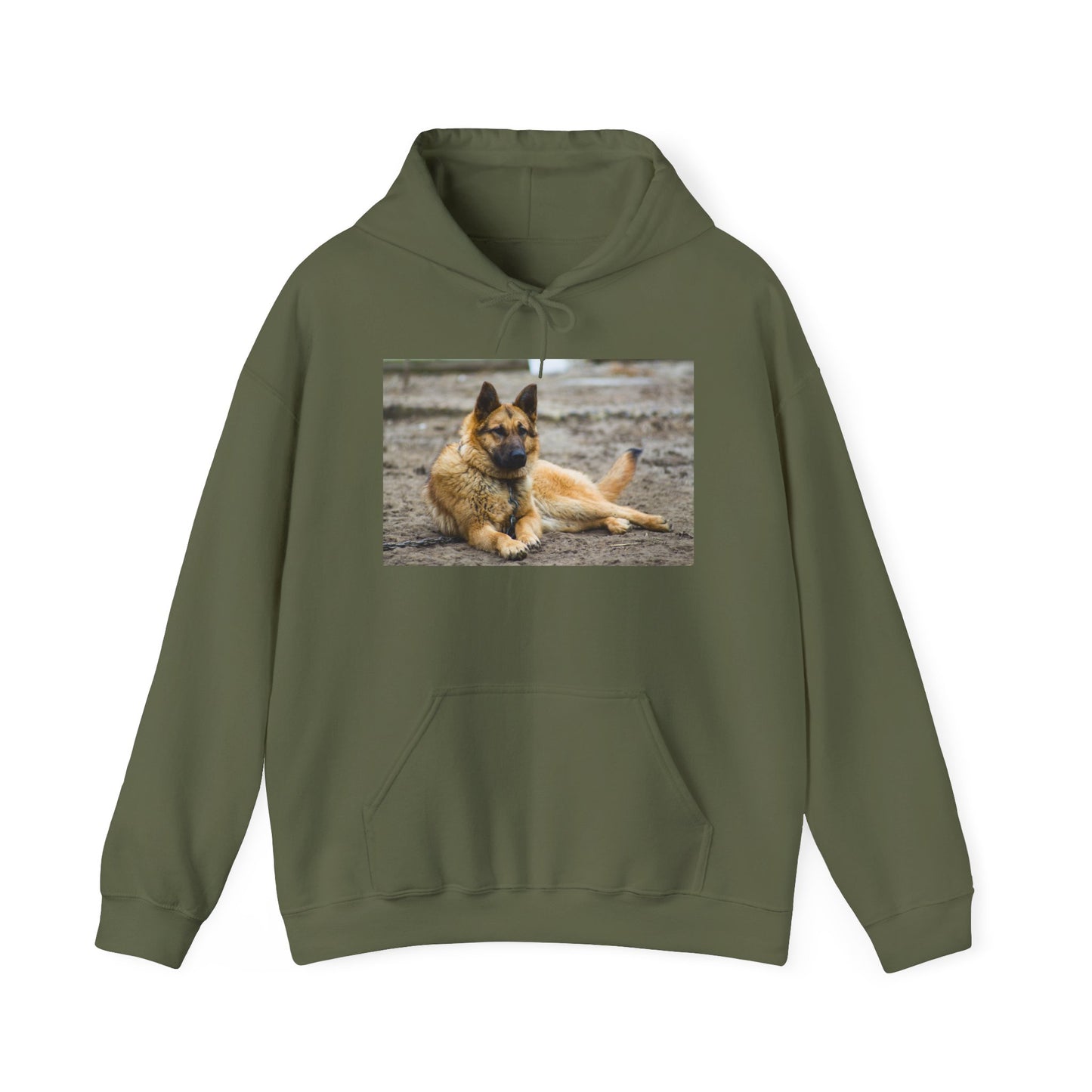 Unisex Hoodie With a Beautiful Tan German Shepherd Lying on the Ground