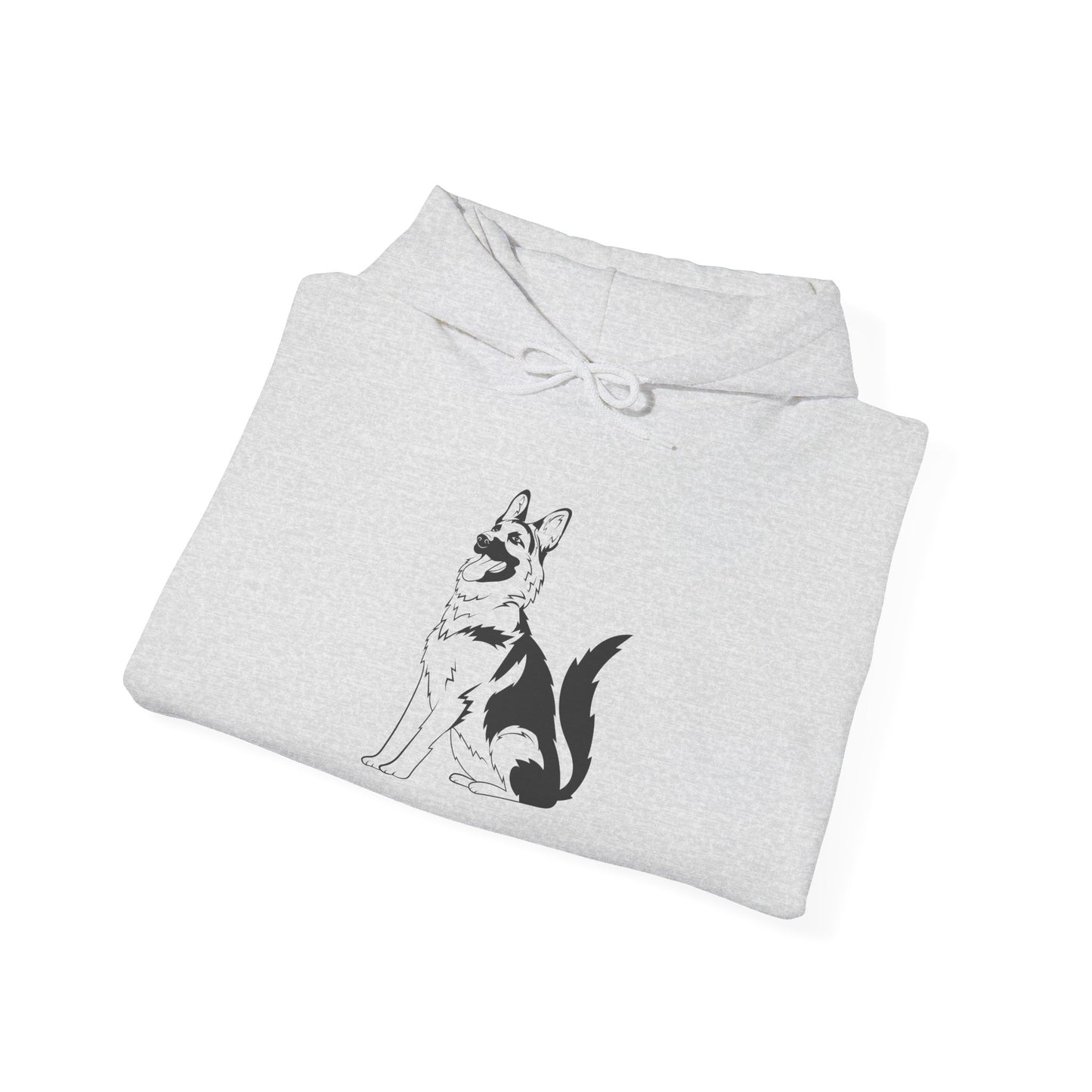 Unisex Dog Lover Hoodie With a Graphic of Black and Transparent German Shepherd Sloppily Sitting