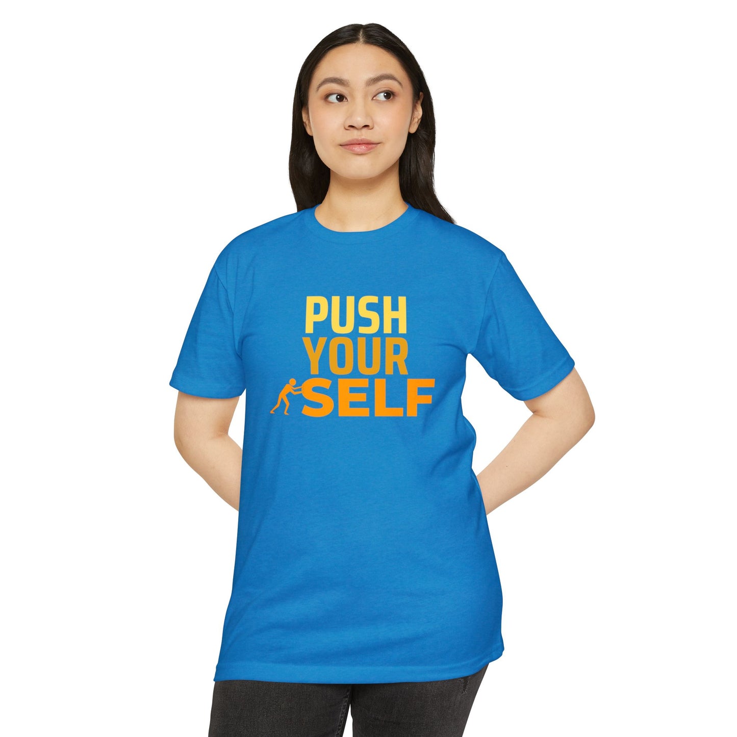 Motivational Fitness T-Shirt – "Push Your Self" - Cool Graphic Tee, Workout Shirt, Gift for Gym Lovers, Unisex Activewear, Casual Wear