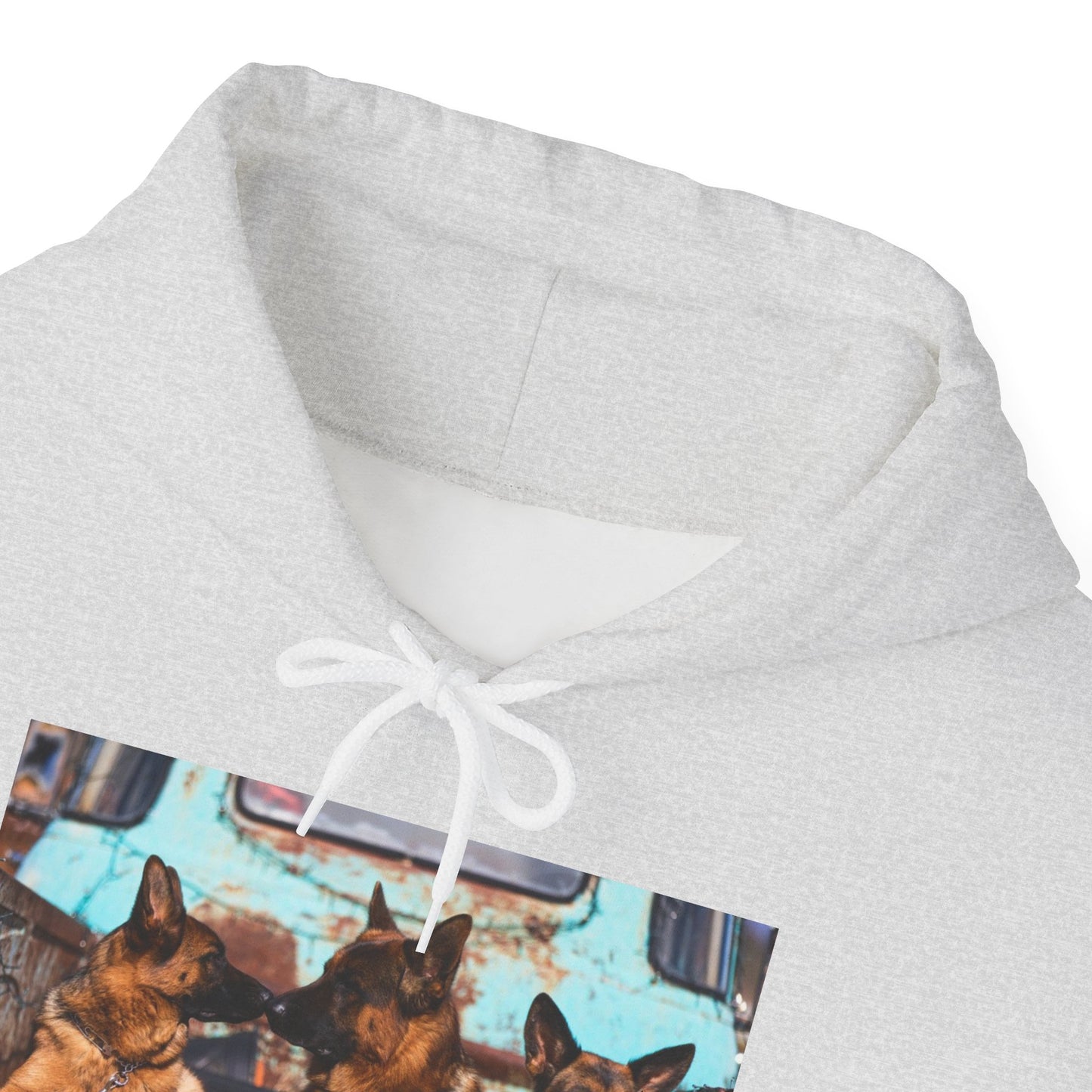 Unisex Dog Lover Hoodie With Three German Shepherds Sitting on the Truck's Cargo Bed and Caption Life is Simple